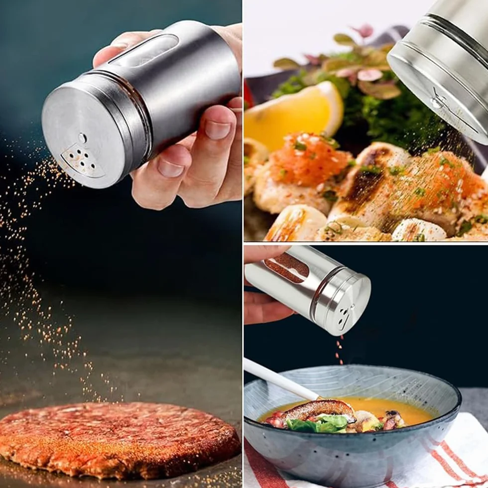 Lot de 6 pots à épices en verre 80 ml avec couvercle à vis, organisateur pour sel et poivre
