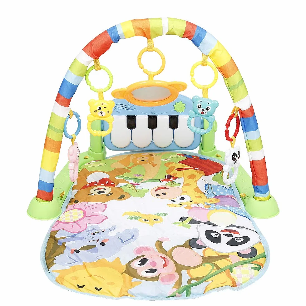 Tapis d'éveil Bébé avec Musique et Lumières, Jouets éducatifs pour 0-26 Mois, Salle de Gym Piano avec Jouets Suspendus