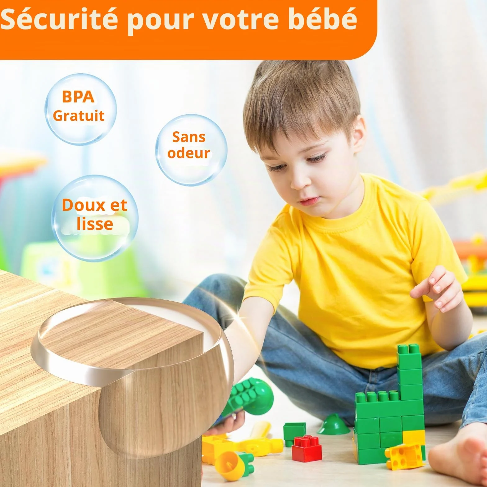 E-PROUSE Protection Coin de Table Transparent Forte Adhérence Securite Enfant Angle Meuble