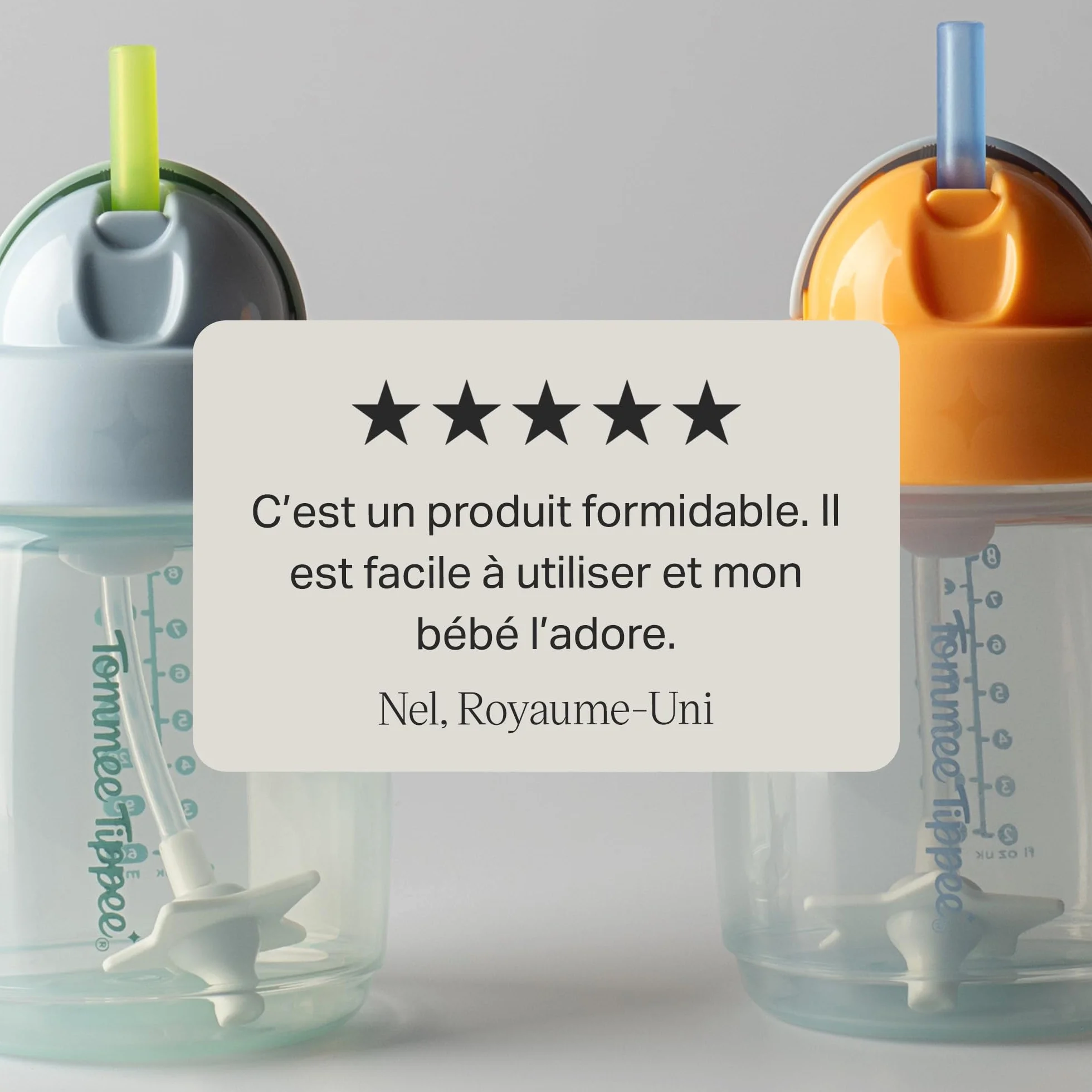 Tommee Tippee Tasse à paille d'apprentissage 240ml pour nourrissons 6 mois+ avec paille lestée silicone poignées Bleu Orange x2