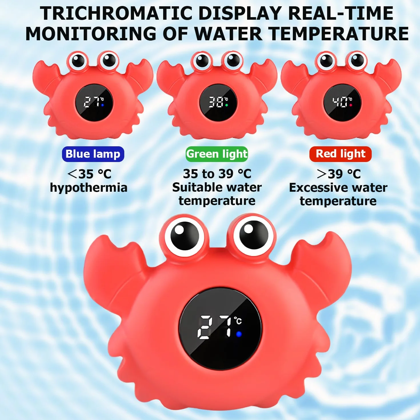 Nizirioo Thermomètre de Bain pour Bébé Numérique avec Voyant LED Avertissement Température