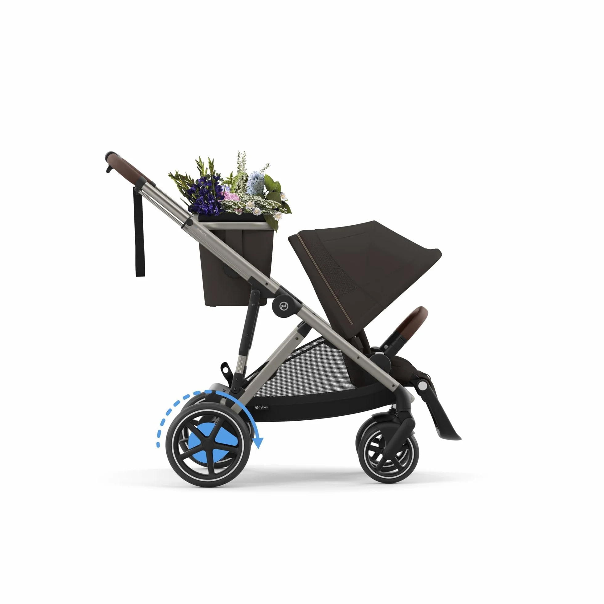 CYBEX Poussette Gold e-GAZELLE S, de la naissance à 4 ans, max 22 kg, système tout-en-1 avec propulsion électrique, brun chocolat
