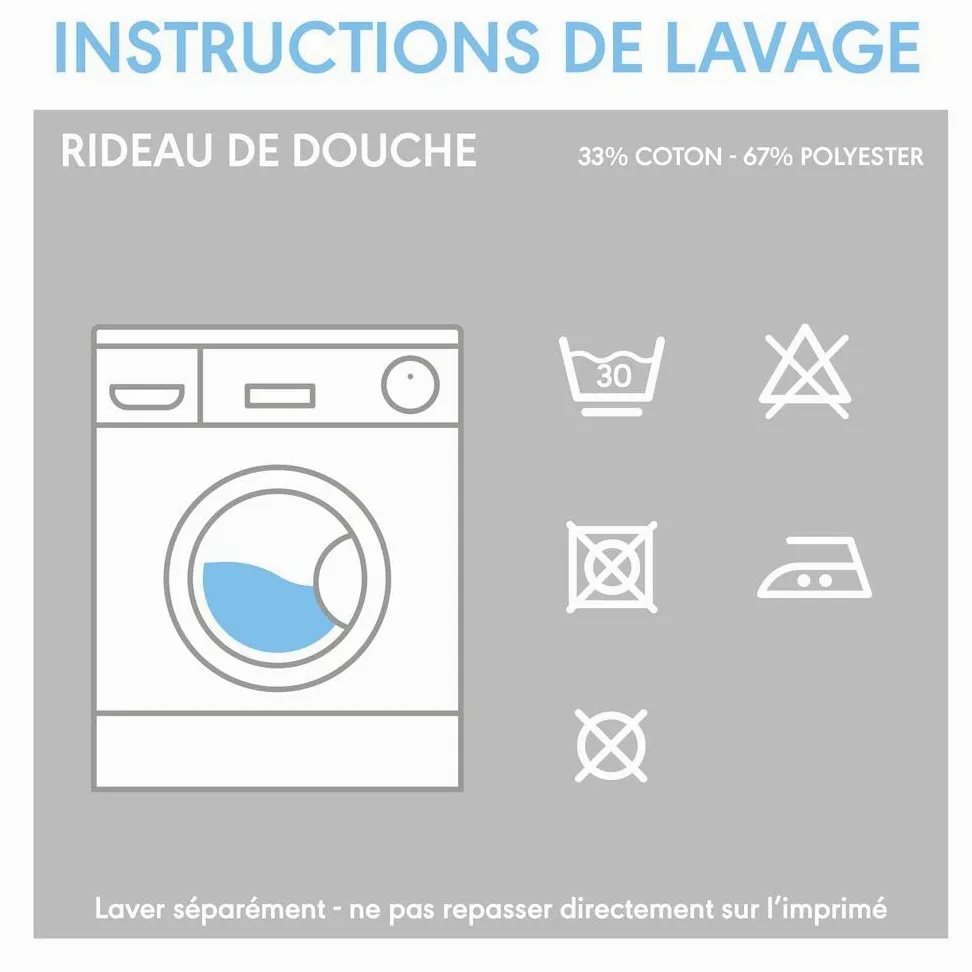 Sealskin Double, Rideau de douche, Polyester/Coton, 180x200 cm, Gris