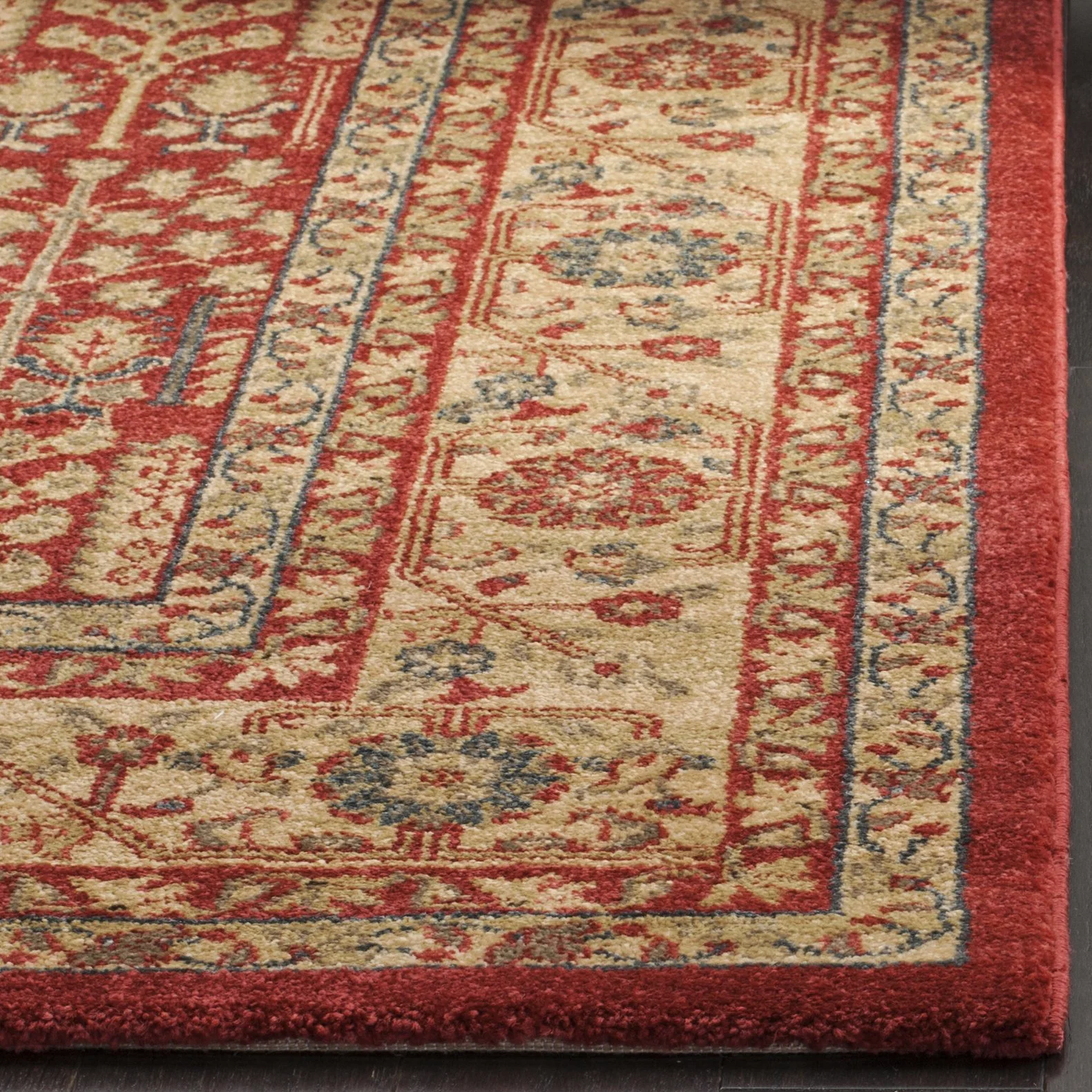 SAFAVIEH Tapis Traditionnel Pour Salon, Salle à manger, Chambre à coucher - Mahal Collection, Tapis à poil court, Rouge et Naturel, 122 X 170 cm