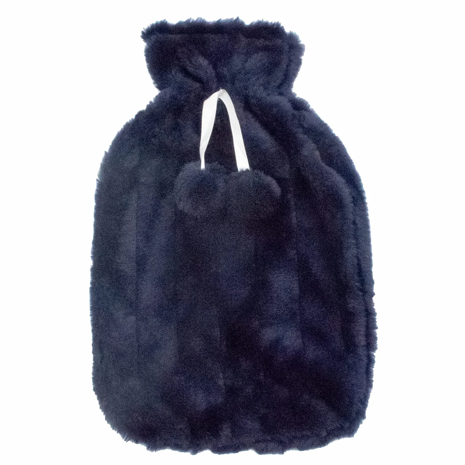 Grande housse pour bouillotte moelleuse bleu marine avec pompons TRIXES taille unique 2 litres