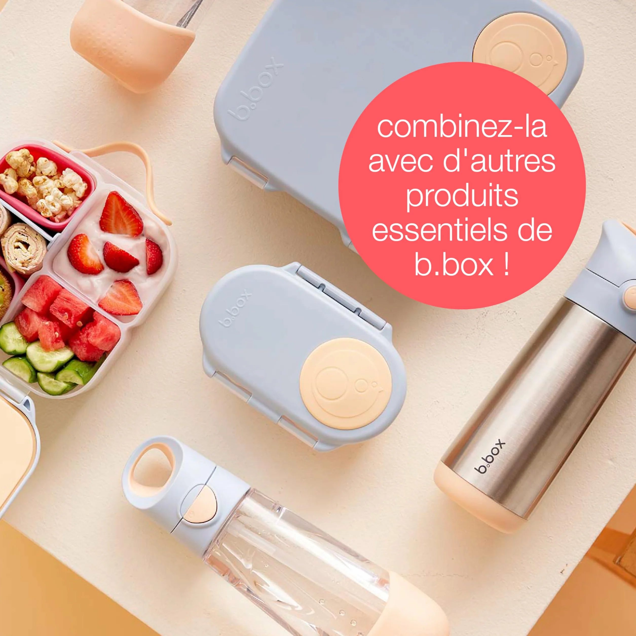 b.box Mini Boîte à Bento 2 Compartiments Étanches Sans BPA