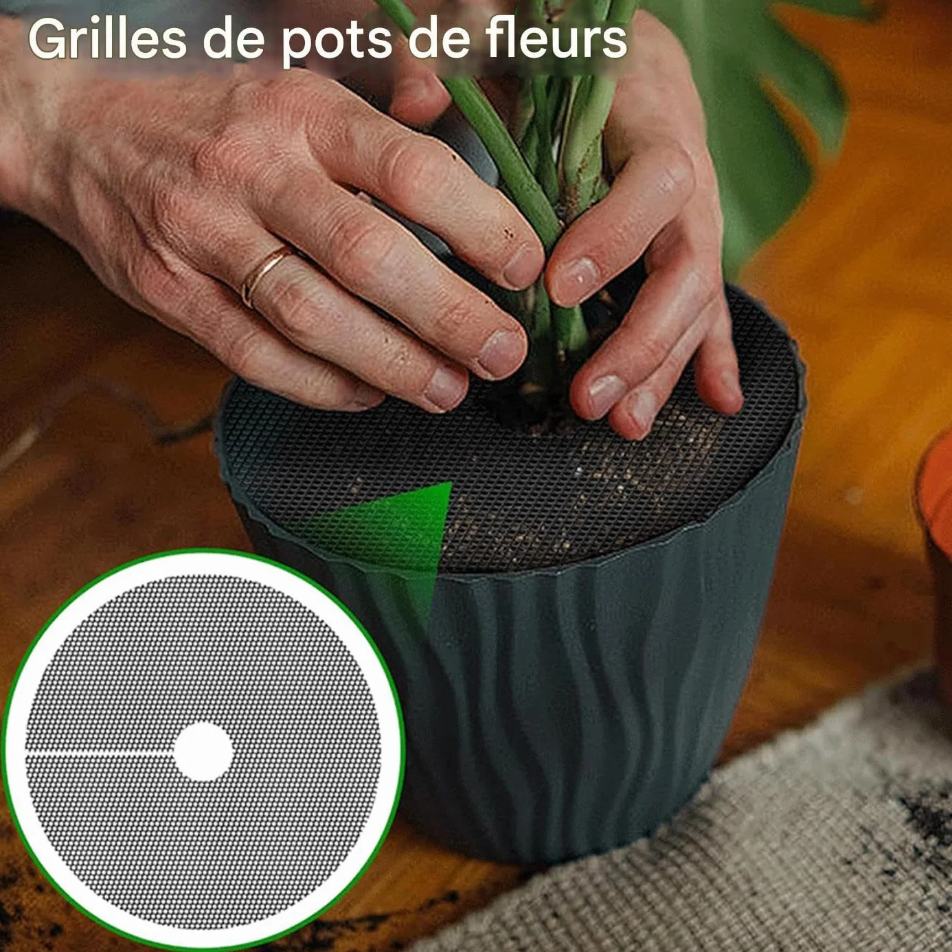 Grille De Protection pour Pot De Plantes & Fleurs Diamètre 40 cm - Empêche Les Chats De Creuser