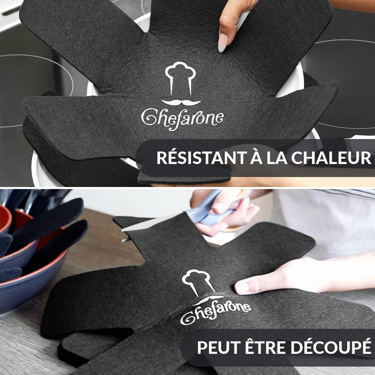 Cherafone Protège poêles séparateur de casseroles Lot de 5 antiadhésives