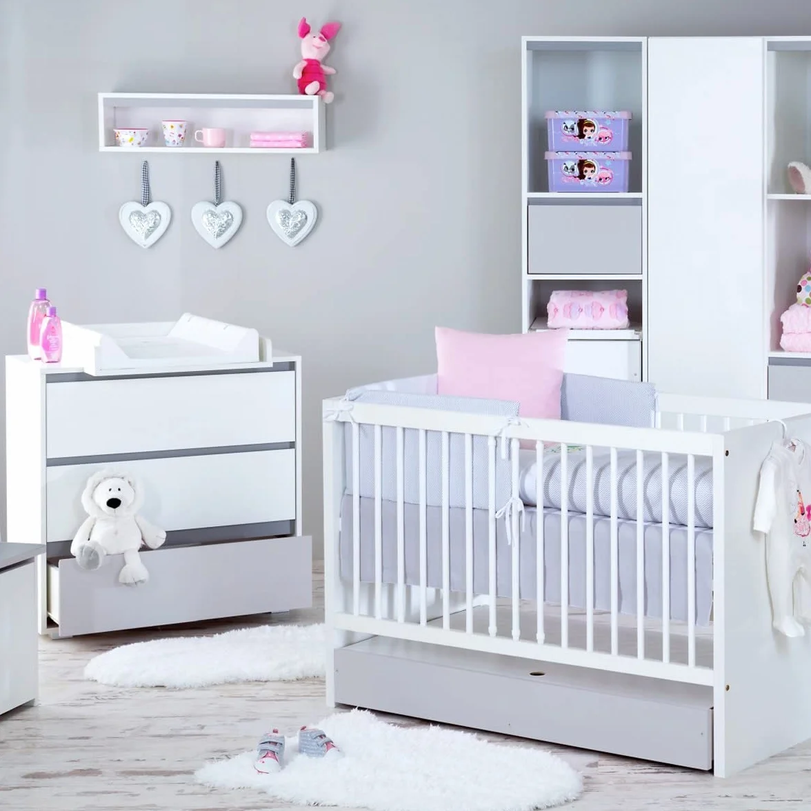 Mon Mobilier Design Dalia Ensemble Commode à Langer Lit Bébé Évolutif Blanc 120x60
