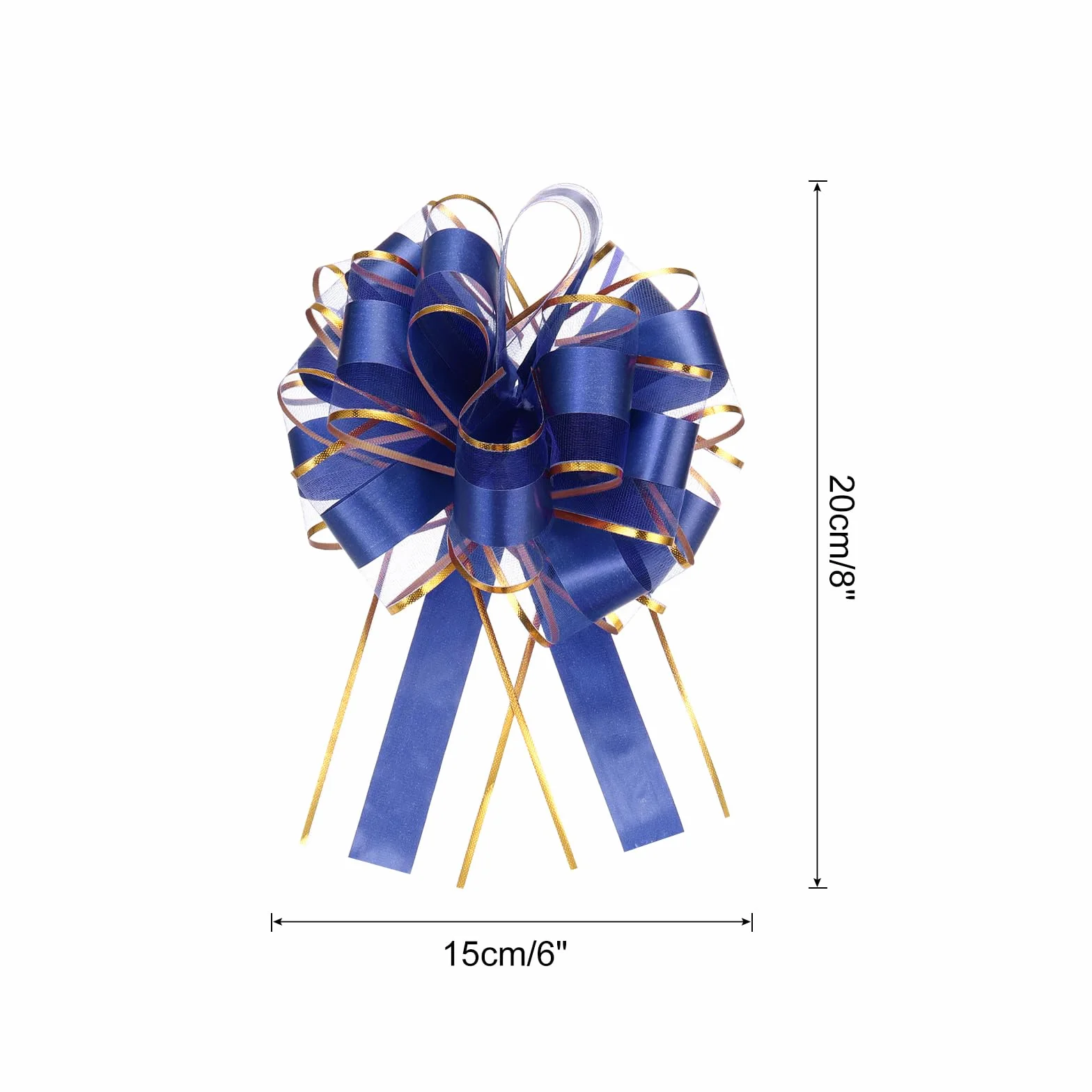 QUARKZMAN Noeud Cadeau 5Pcs 15cm Ruban de Noël Bordure Dorée Organza Bleu