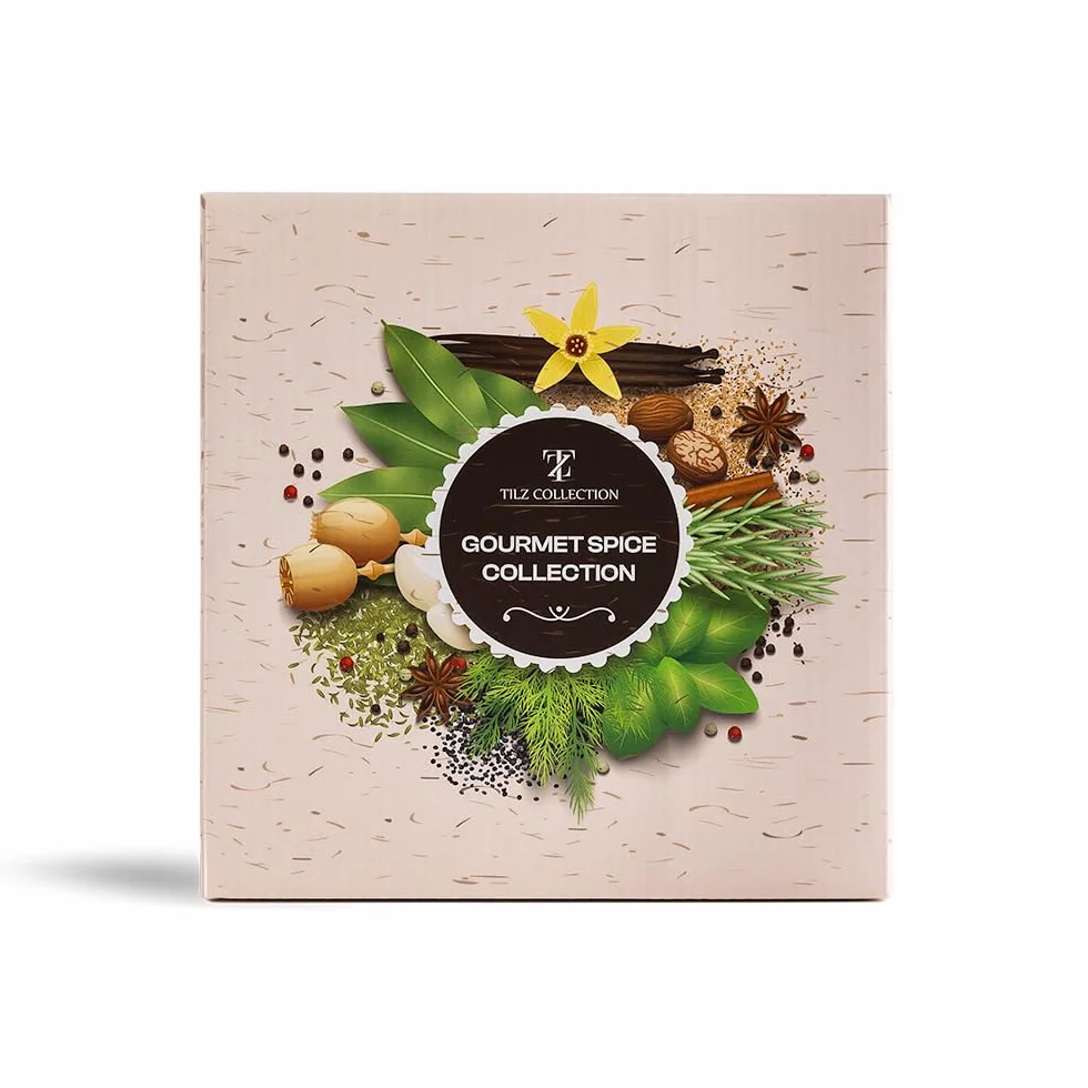 Lot de 12 pots à épices en bois - Recharge sur pied pour herbes - Coffret cadeau cuisine