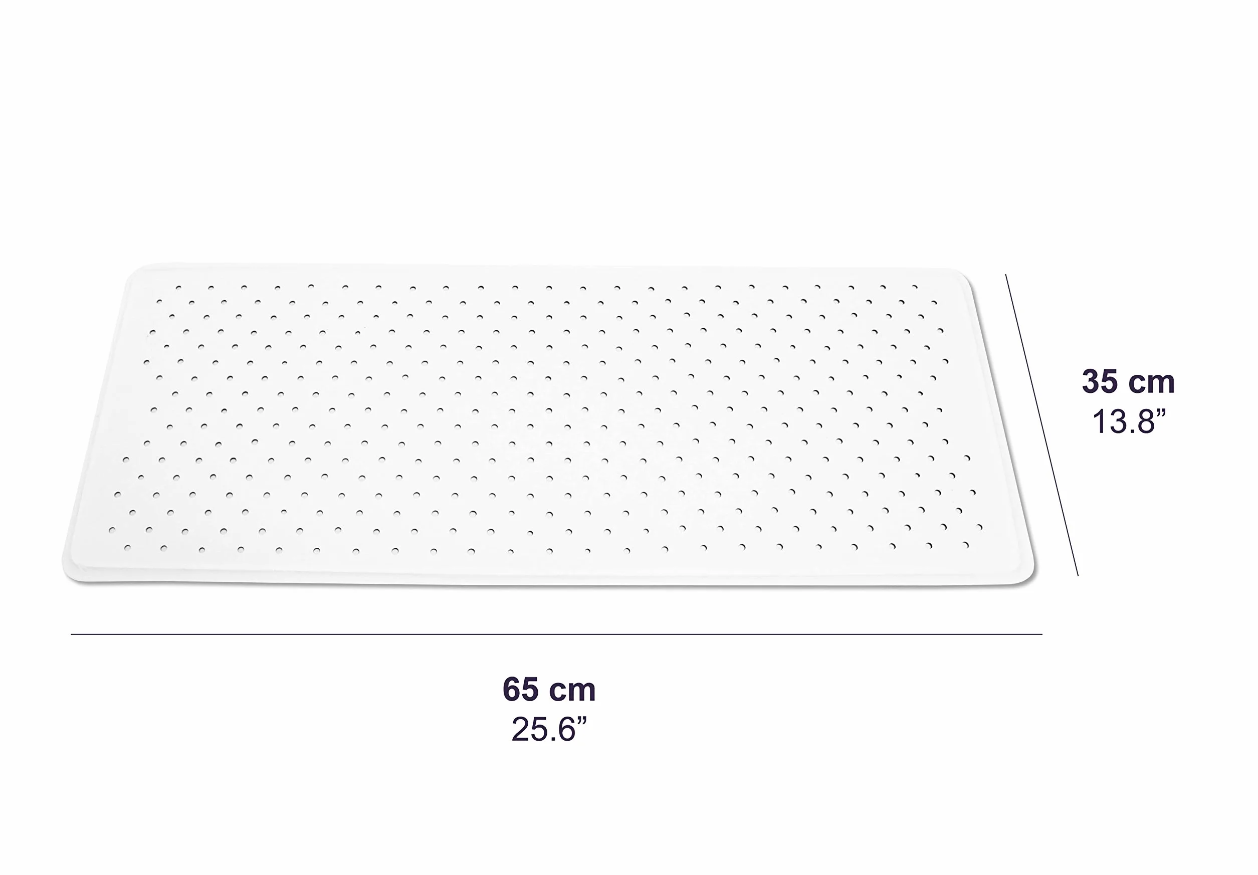Tapis de Bain Antidérapant 65x35 cm Caoutchouc Naturel Blanc