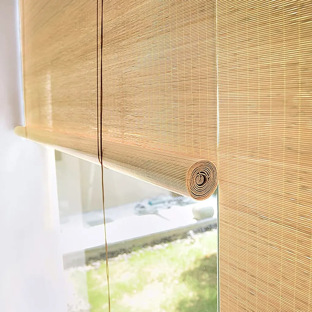 Store Enrouleur en Bambou Taux de Shading 65% Stores À Rouleaux Romains Rideau filtrant la lumière Stores Venitien Volets Protection de la Vie privée (100 x 240 cm)