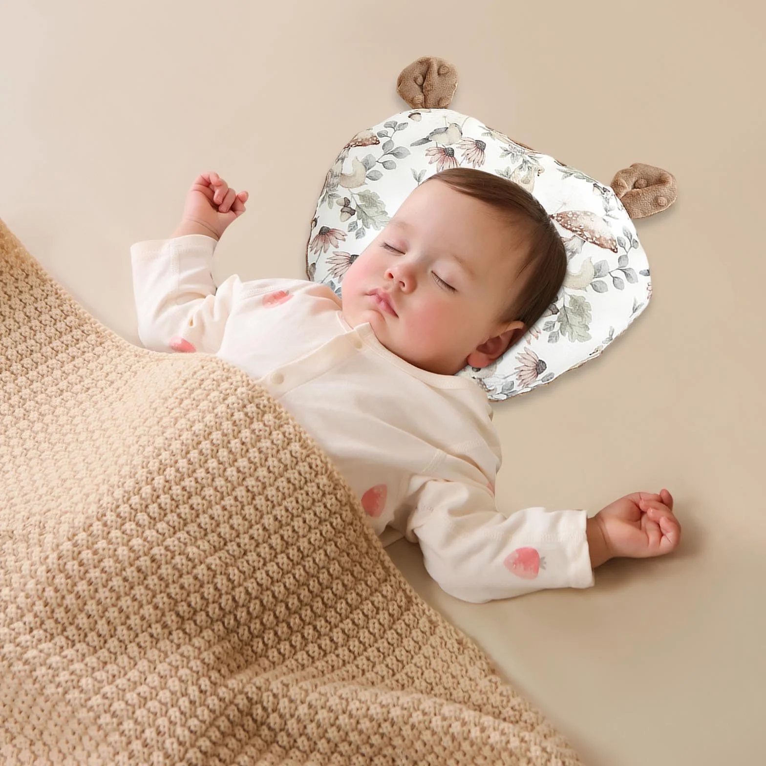 Oreiller pour Tout-Petit en Coton Biologique Doux Lavable en Machine Gris Clair