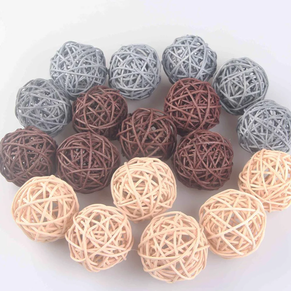 Boules de Rotin en Osier 5 cm Bricolage Artisanat Décoration Mariage Gris Clair