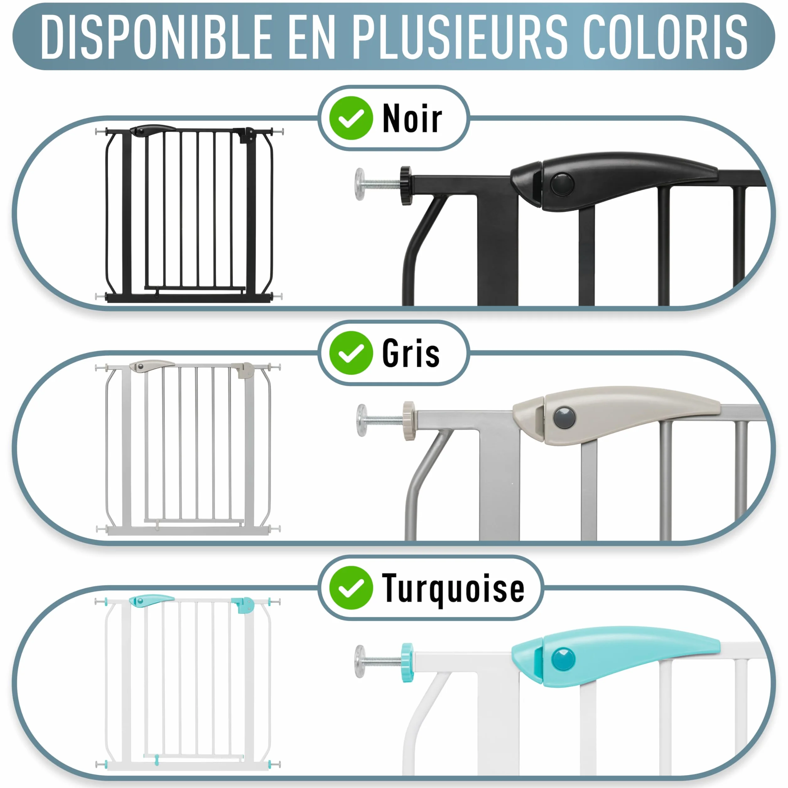 Barrière de Sécurité Berrin 58-185, sans Perçage, Fixation par Pression, pour Enfants 6-24 Mois, Blanc Gris, 85-95 cm