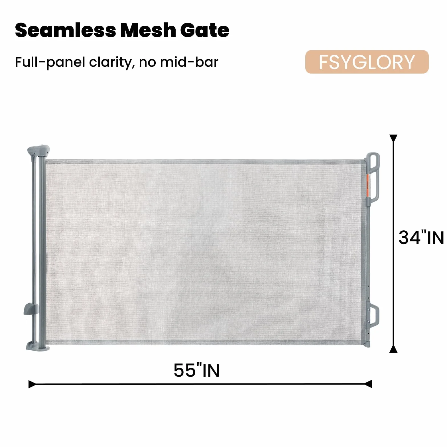 Porte de sécurité pour bébé rétractable en filet pour chien, 55" de large, gris