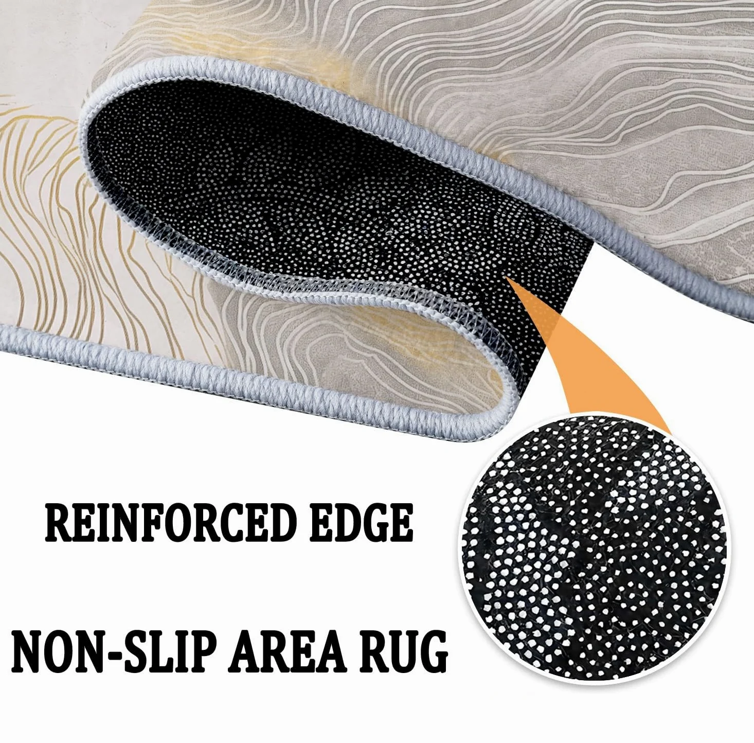 Tapis Ronds Lavables 120 cm, Marbre Texturé Doré Tapis Rond Antidérapant pour Salon, Surréalisme Rugs Rond à Poils Courts Doux pour sous Table à Manger