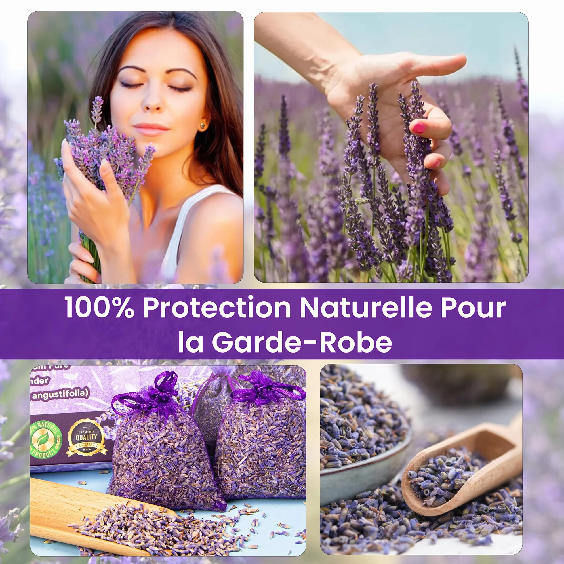 Sachets de Lavande Séchée pour Maison et Voiture – Sachet Lavande Armoire Désodorisant Naturel Antimites Longue Durée