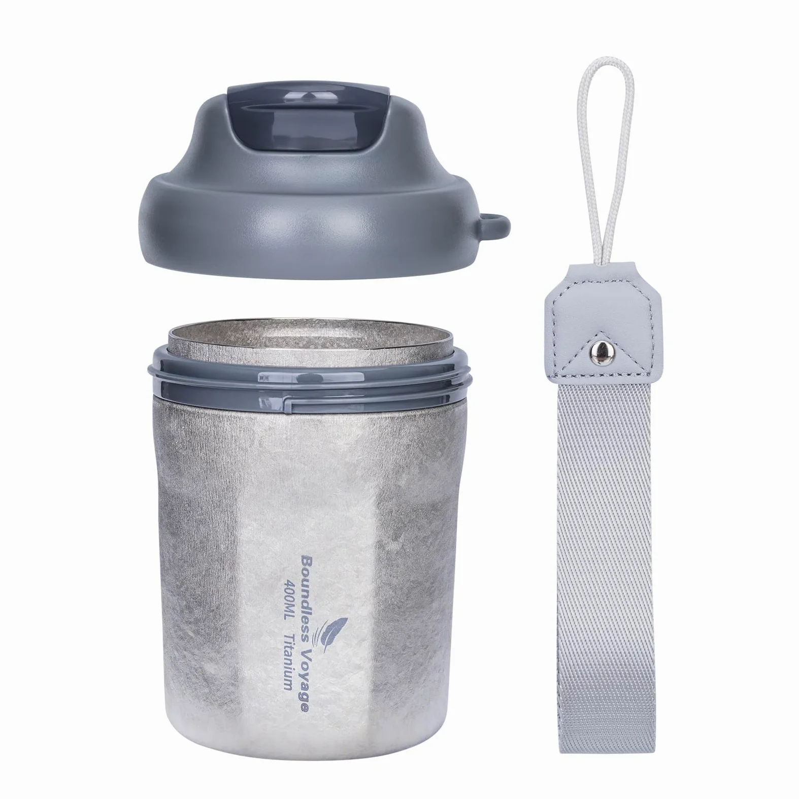 iBasingo Ti3236D Tasse à café en titane isotherme anti-déversement avec couvercle coulissant réutilisable à double paroi pour garder l'eau chaude/glacée, le thé, la bière