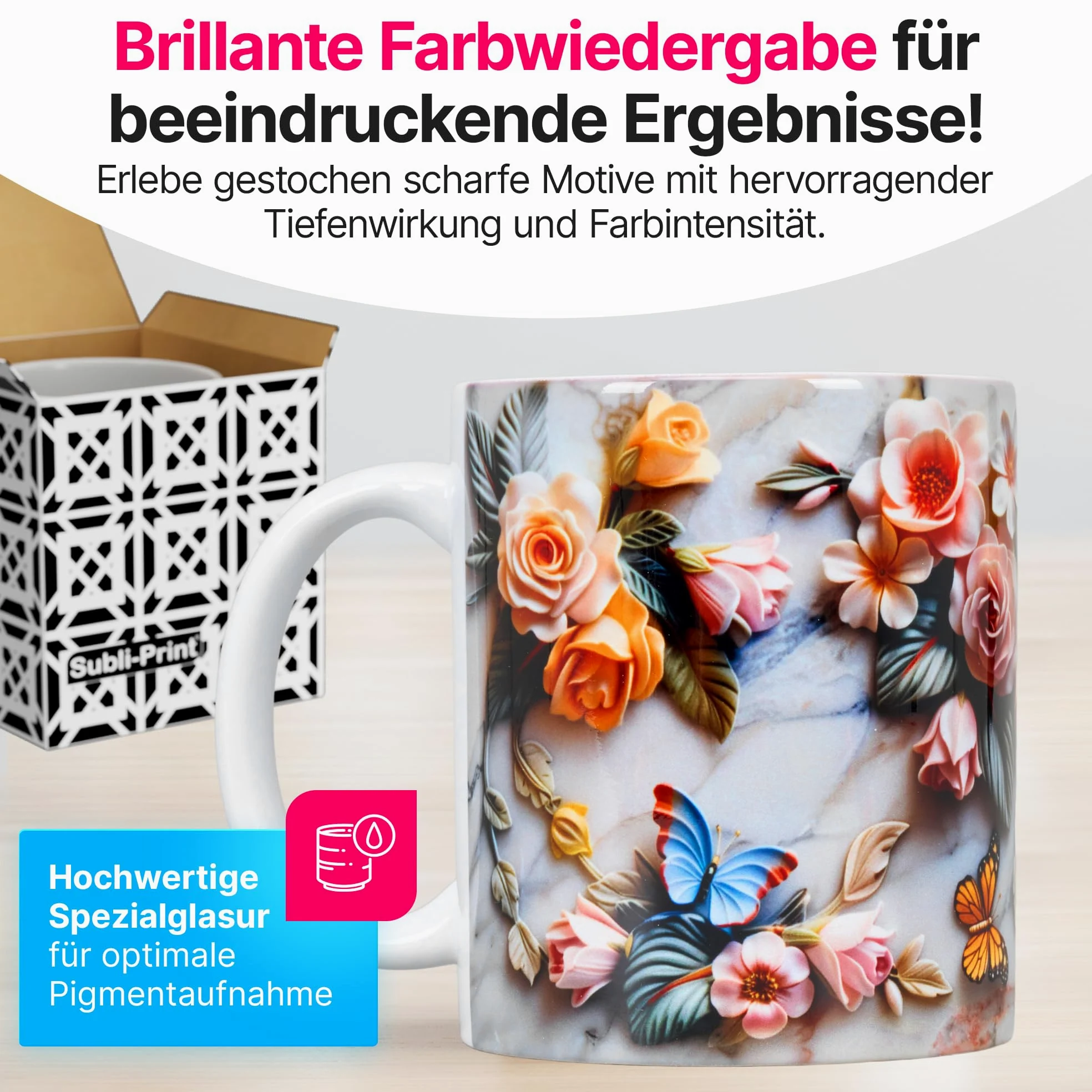 Lot de 24 tasses à sublimation classique de qualité AAA, chaque tasse est emballée individuellement dans un carton de transport.