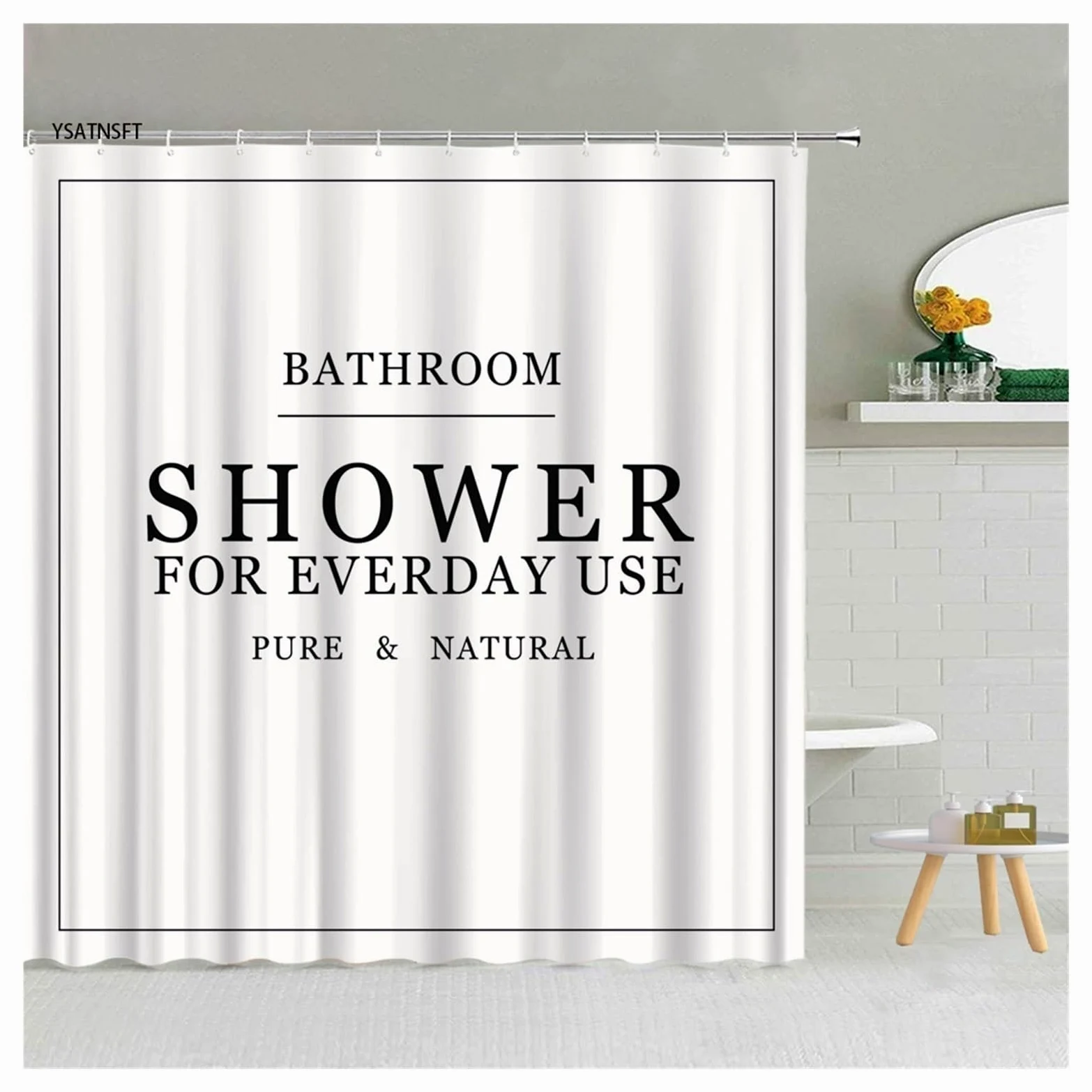 Rideau Douche Rideau de Douche Simple, Noir et Blanc, Motif de gouttelettes d'eau, en Tissu Polyester, for Salle de Bain, Suspendu, décoration de Maison(81994J,300x180cm-118x70in)