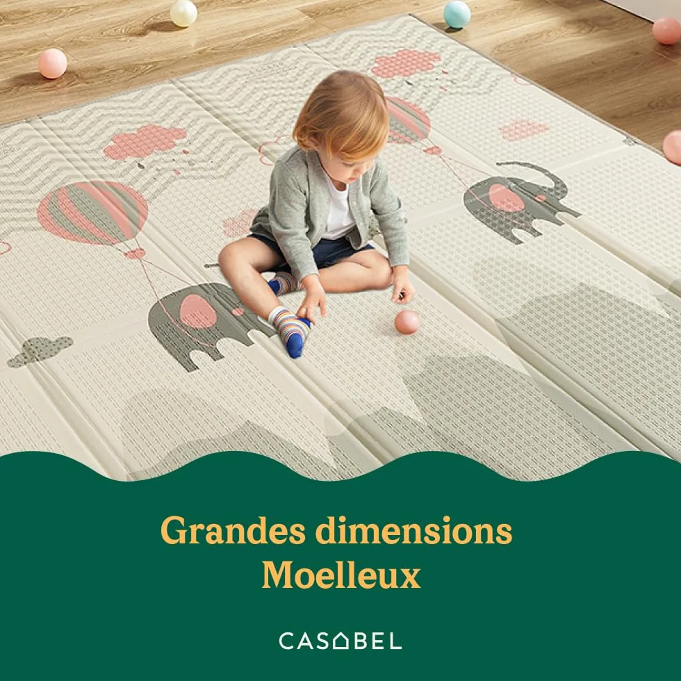 CASABEL Tapis d’Éveil Bébé Évolutif 180×150 cm Pliable Imperméable Épais Motifs Forêt