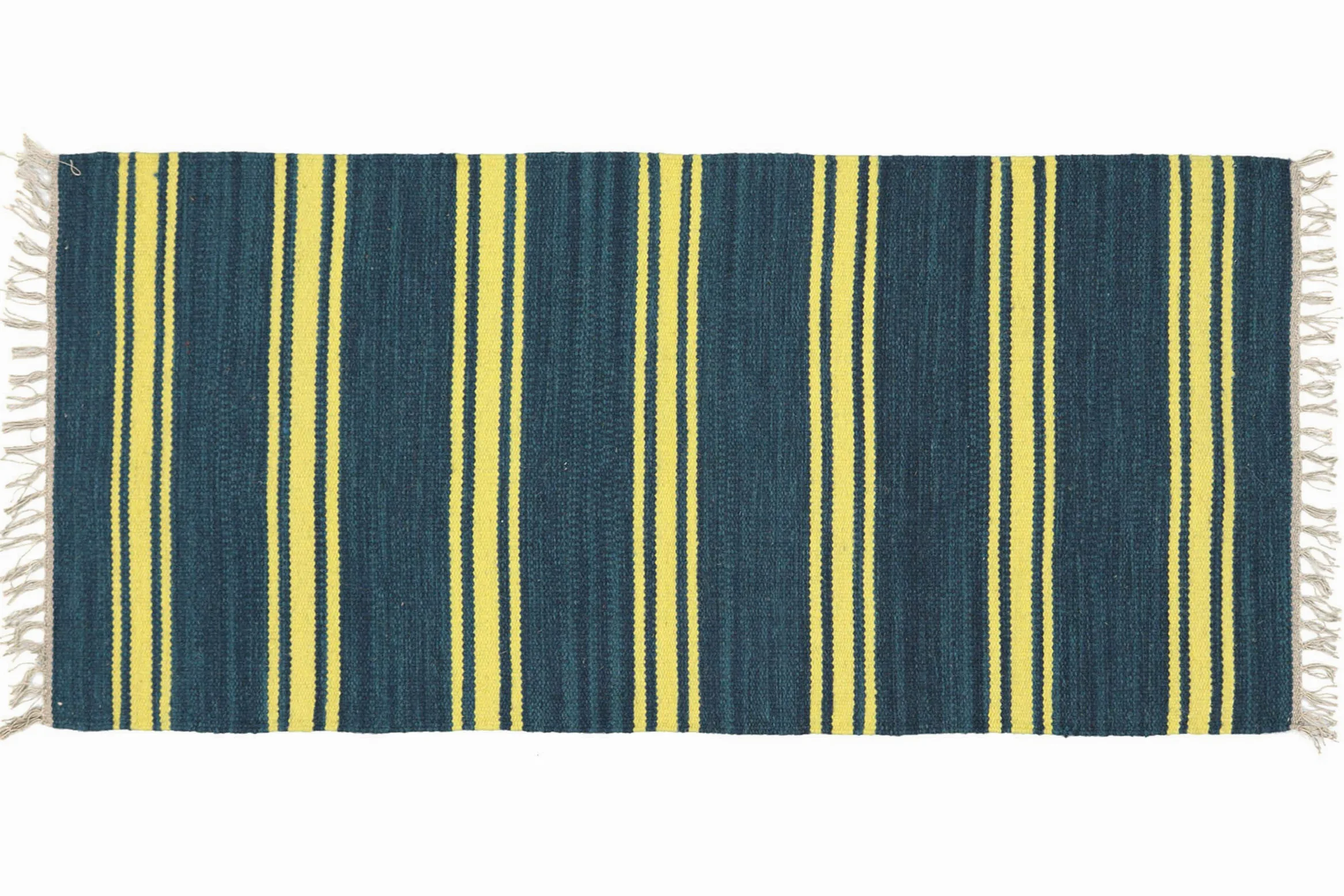 Kelim Tapis tissé à la main à rayures bleues 140 x 70 cm