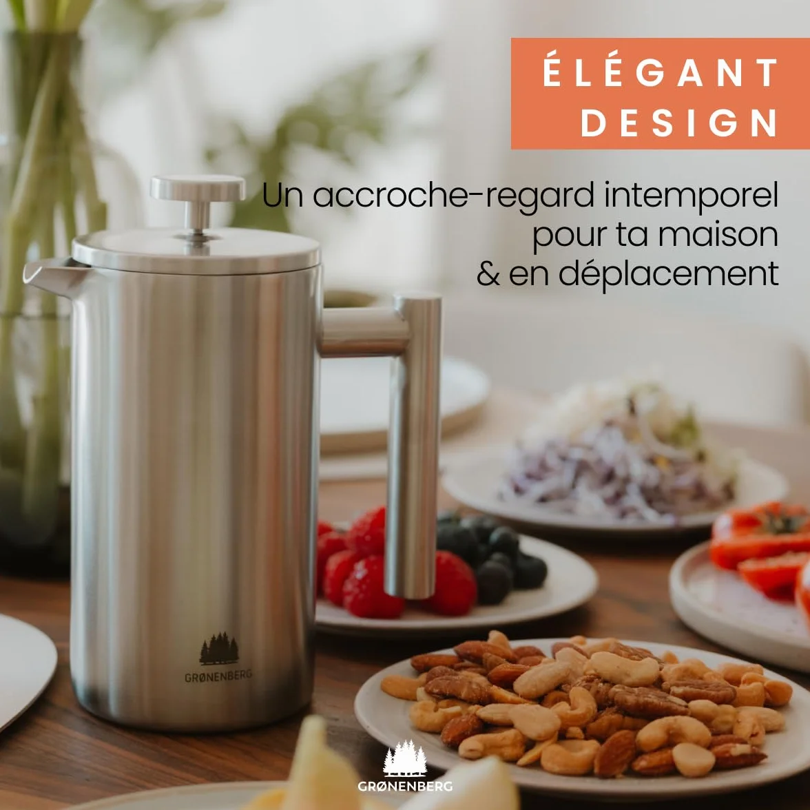 Groenenberg Cafetière à Piston French Press 0,6 litre inox