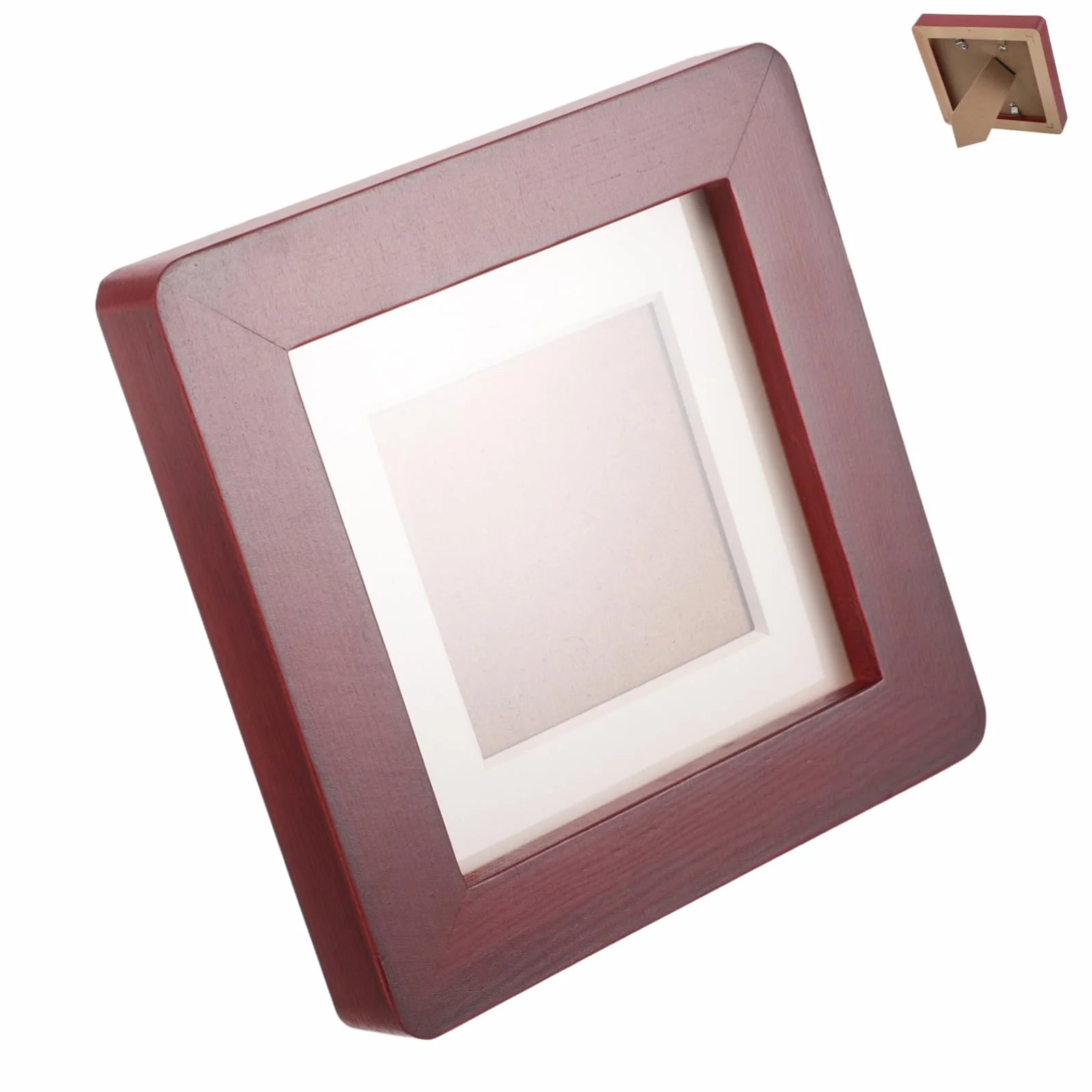 Cadre Photo Carré en Bois Massif Ton Bois Foncé, Design Compact, Cadre Polyvalent pour Bureau