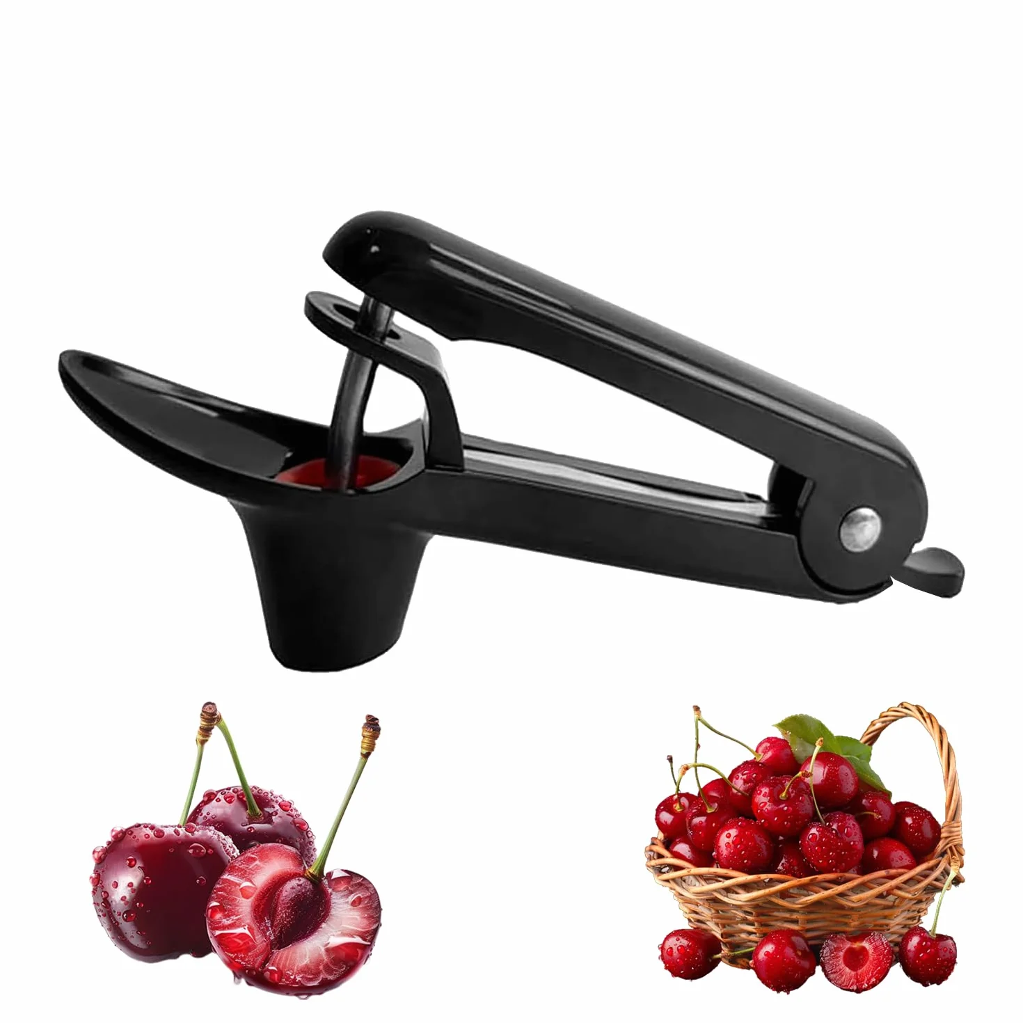 Dénoyauteur Cerises Manuel en Acier Inoxydable - Snocciolateur pour Olives & Fruits à Noyau, Outil pour Confiture et Desserts (Noir)
