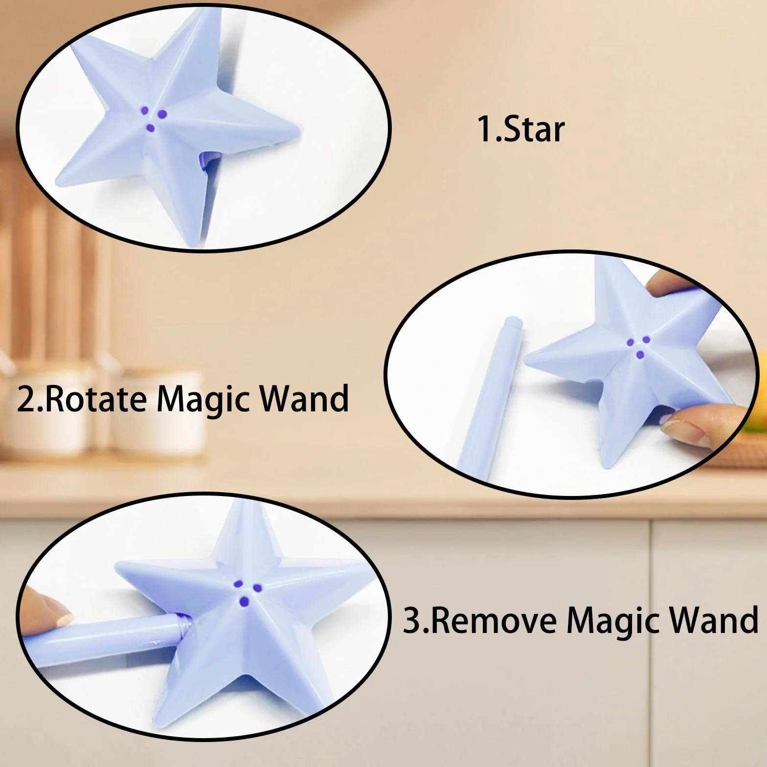 Salière et Poivrière en Forme d'Étoile avec Baguette Magique, Lot de 4 - Distributeur Assaisonnement Décoration Table