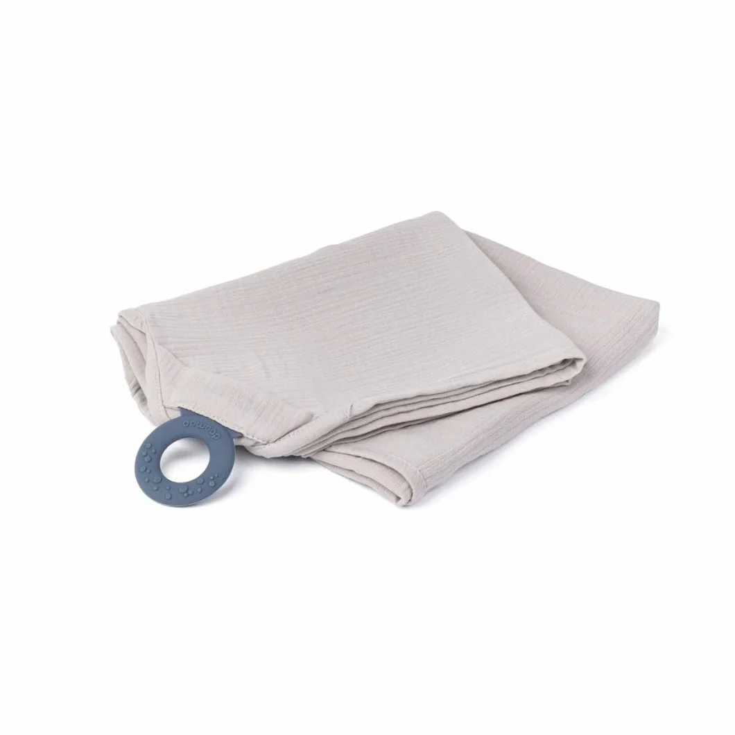 doomoo Cape d'allaitement Mom'n Play – Couverture d'allaitement avec Anneau de Dentition – 100% Coton Organique, Beige