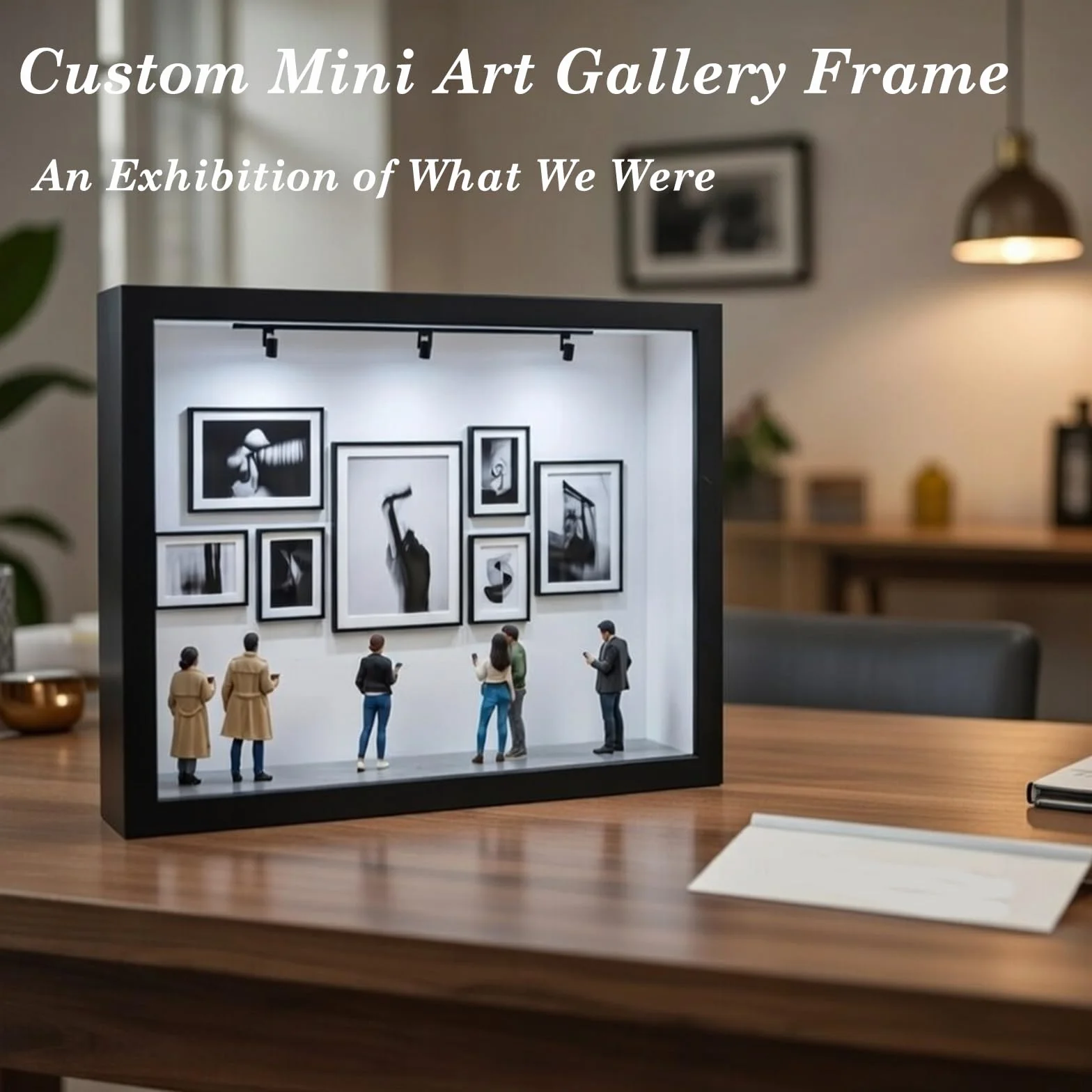Cadre Photo Personnalisé Musée Miniature avec Figurines LED, Cadeau Saint Valentin