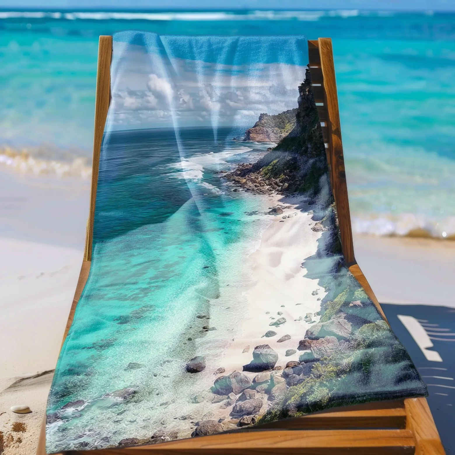 Tapis de Plage XXL Anti Sable Ocean Stone Vert Serviette Piscine Adulte,Natte De Plage Pliable, Voyage Accessoires De Plage Camping,Serviette de Bain Personnalisée