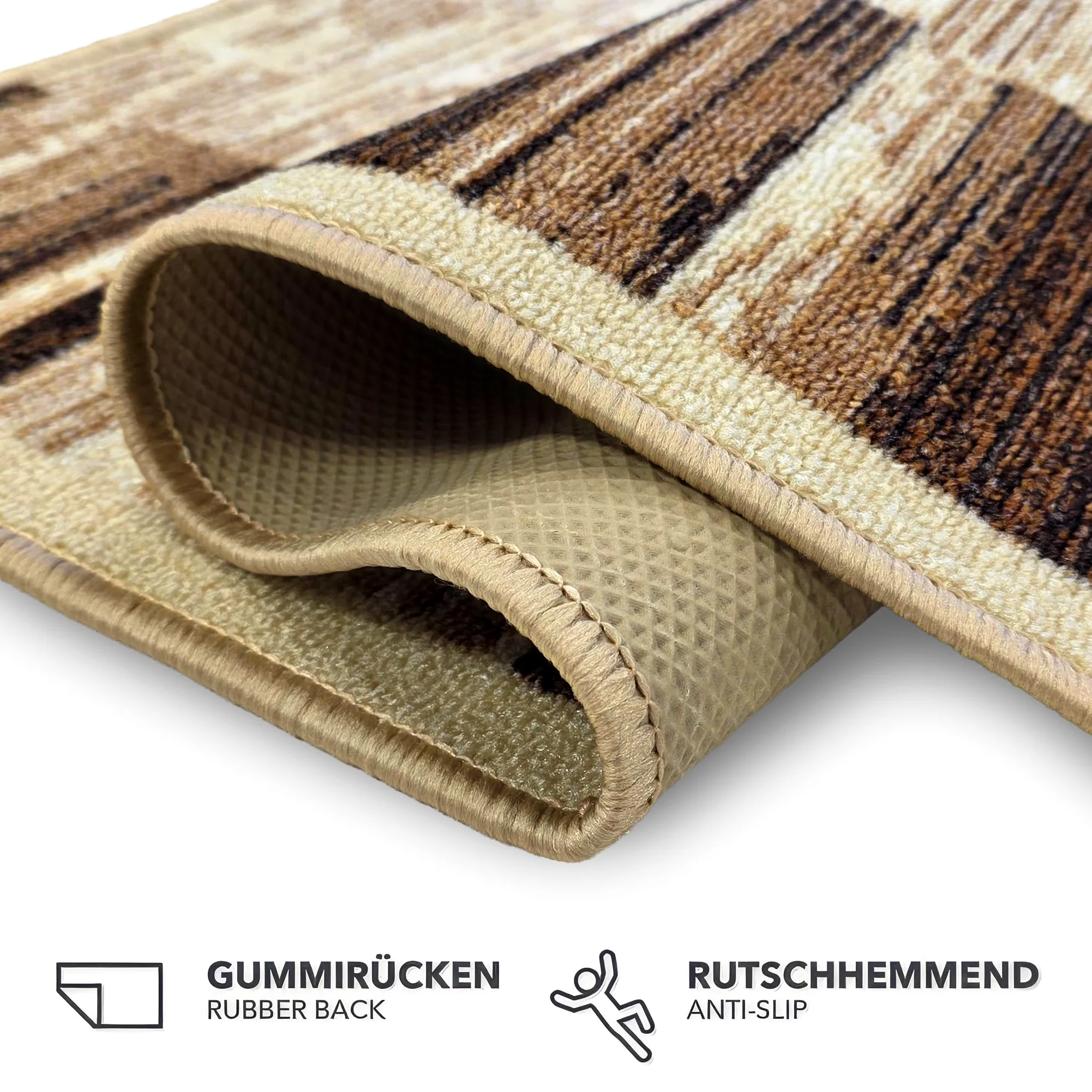 Floordirekt Tapis de couloir Navona - Pour cuisine, couloir et salon - Tapis à boucles fines - Antidérapant et antistatique - Tapis de couloir (beige, 80 x 300 cm)