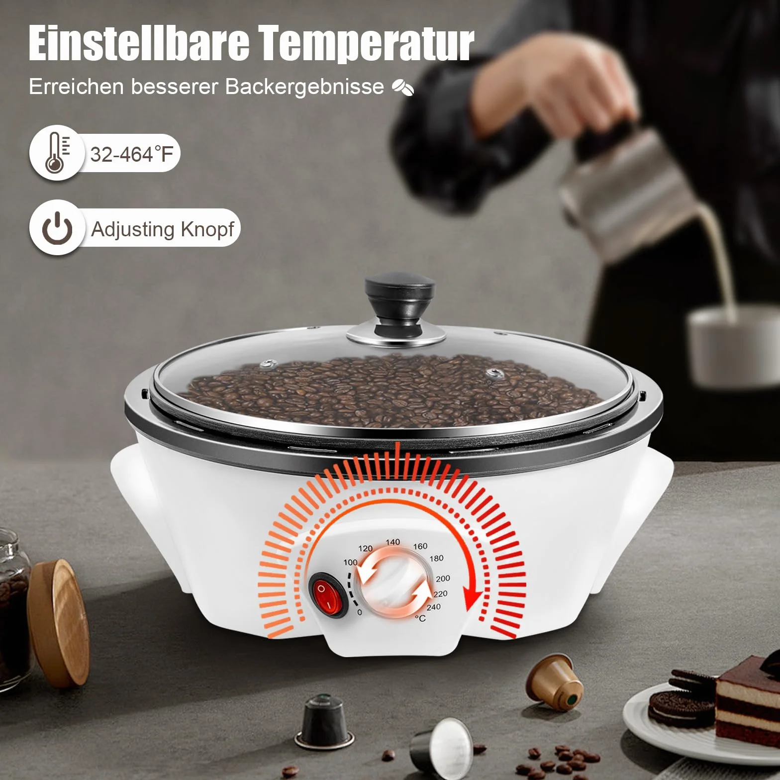 Machine à torréfaction à café électrique 500 g 0-240 °C réglable torréfacteur multifonction grains café noix pop-corn