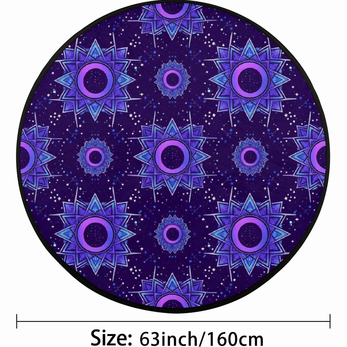 Tapis rond Mandala - Lavable et antidérapant - Pour salon, chambre à coucher, canapé, sous table à manger, décoration esthétique - 160 cm