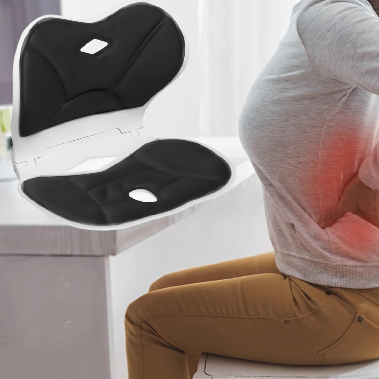 Coussin de Siège Auto Coussin De Soutien Lombaire Ergonomique | Oreiller Confortable Pour Conduire Travailler Voyager Canapé Avion Fauteuil Roulant
