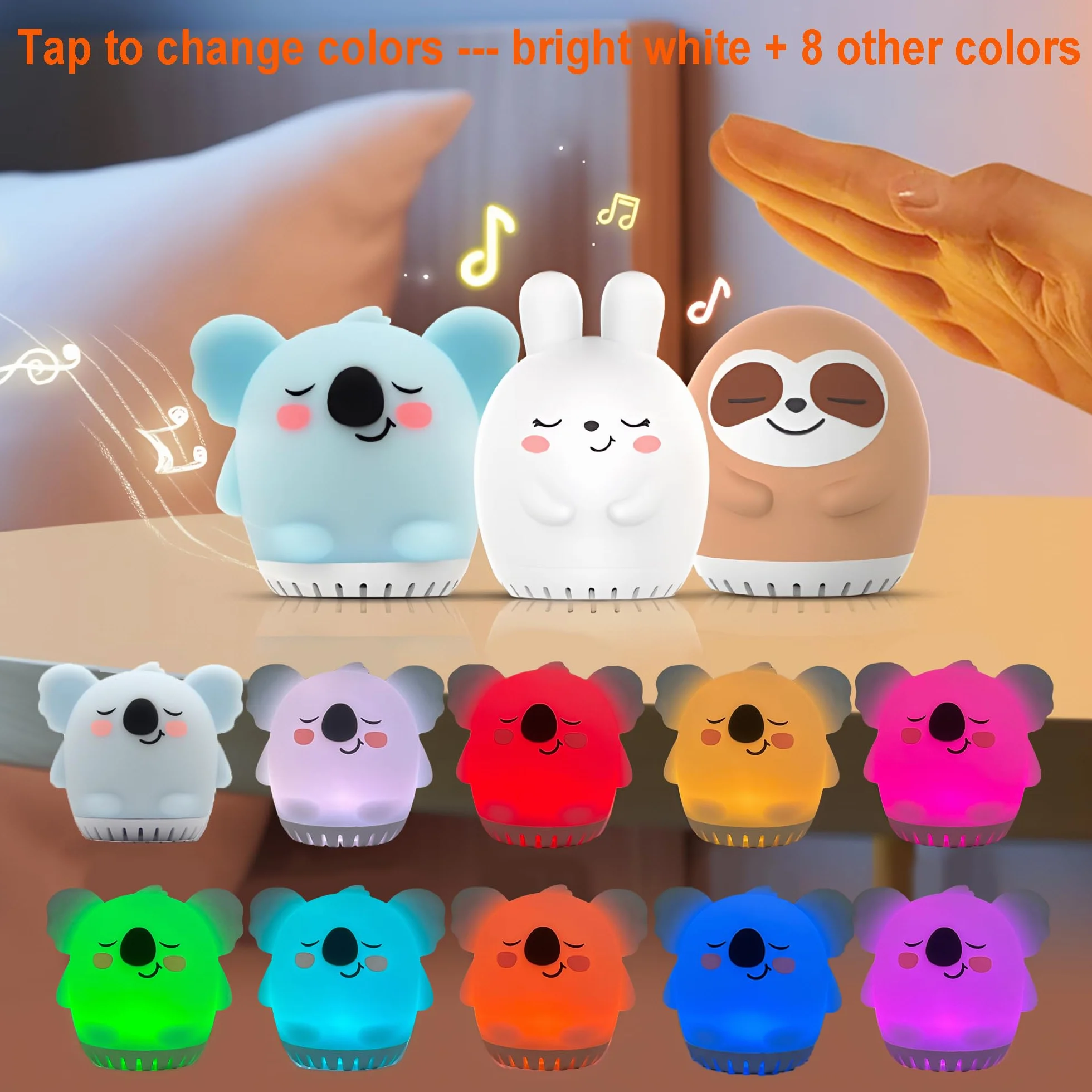 Veilleuse enfant LED silicone koala bruit blanc rechargeable tactile portable