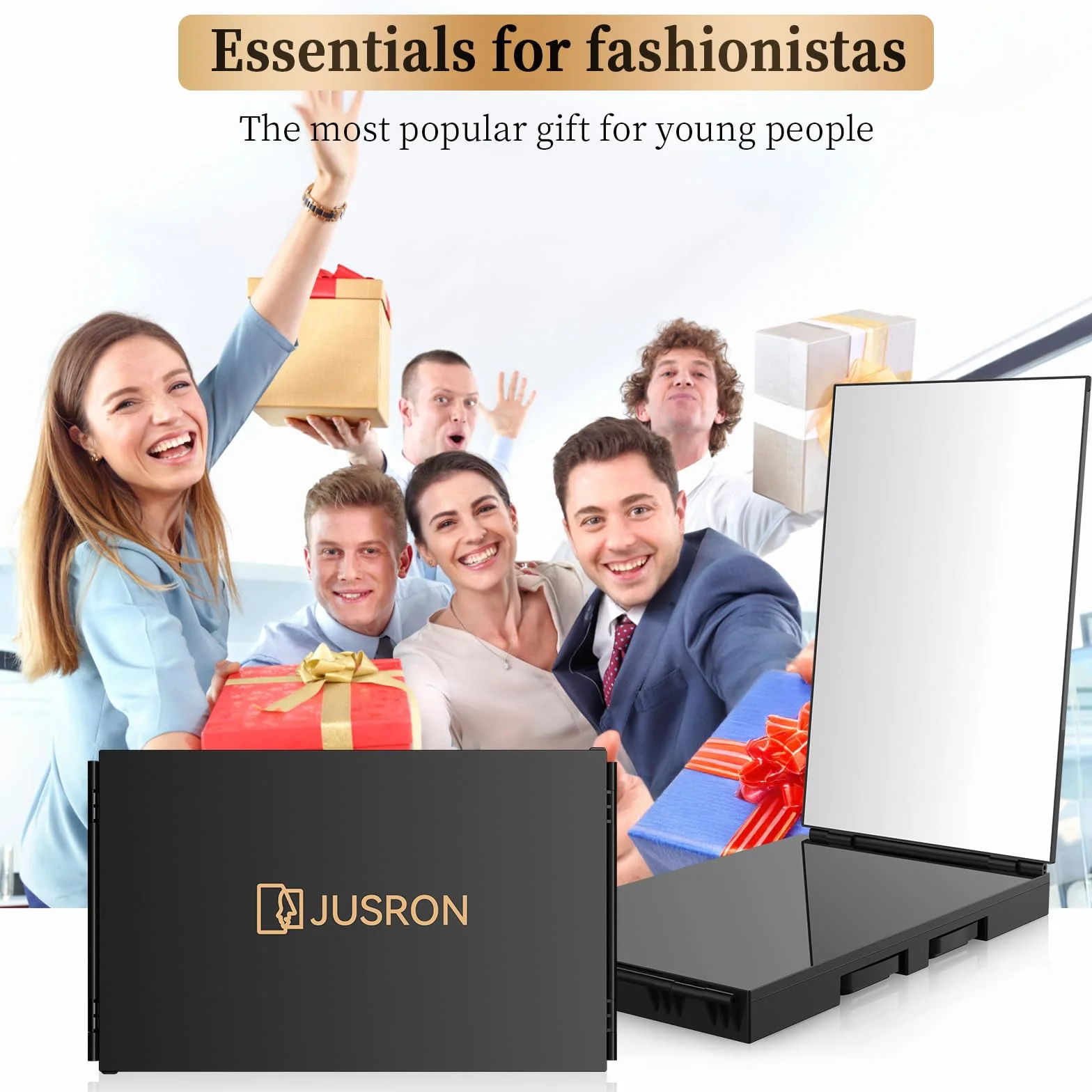 Miroir Coiffure 360° 3 Faces Barbier Réglable Pliable Portable