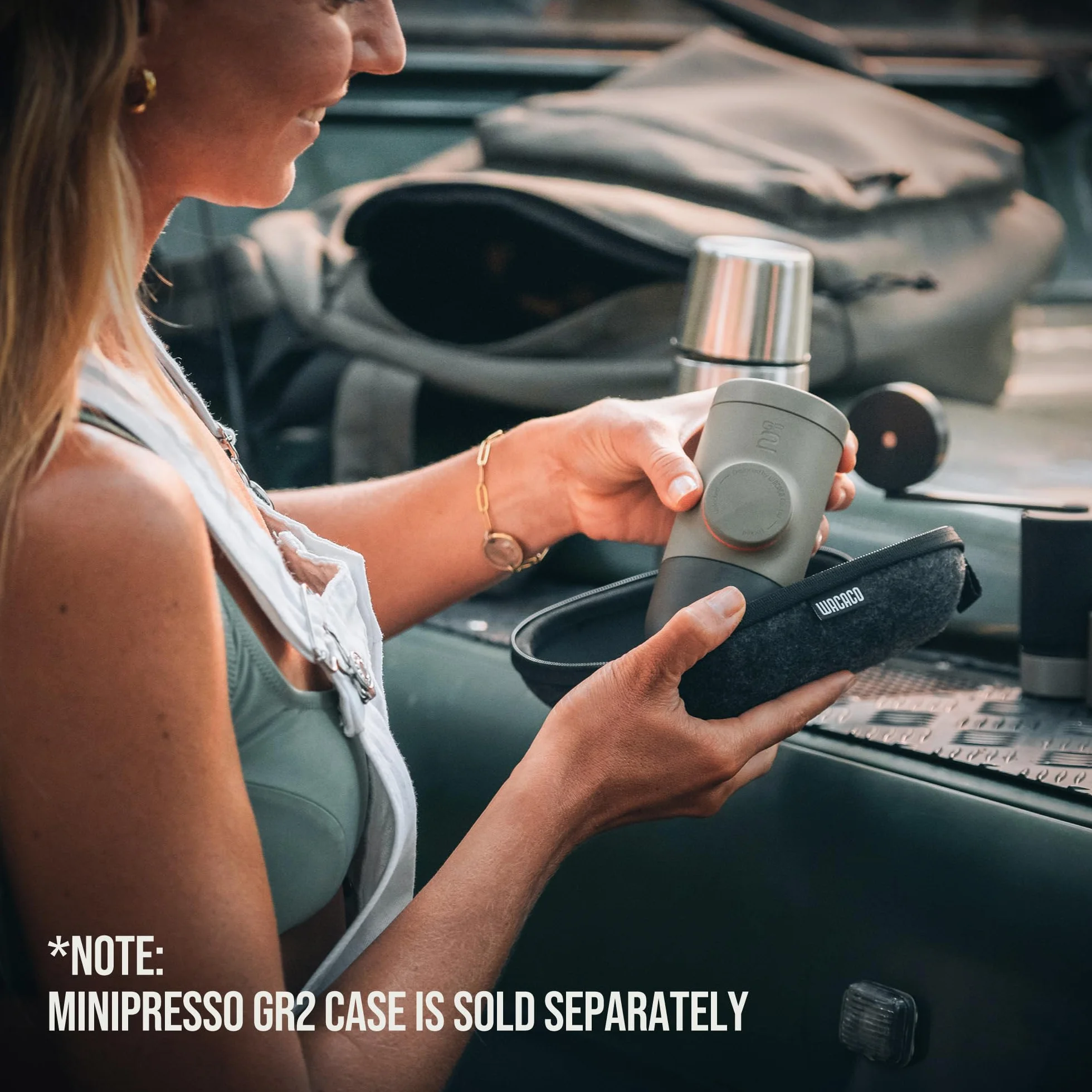 WACACO Minipresso GR2, Machine à Espresso Portative, Café Moulu, Cafetière de Voyage, Manuelle, Gris Olive