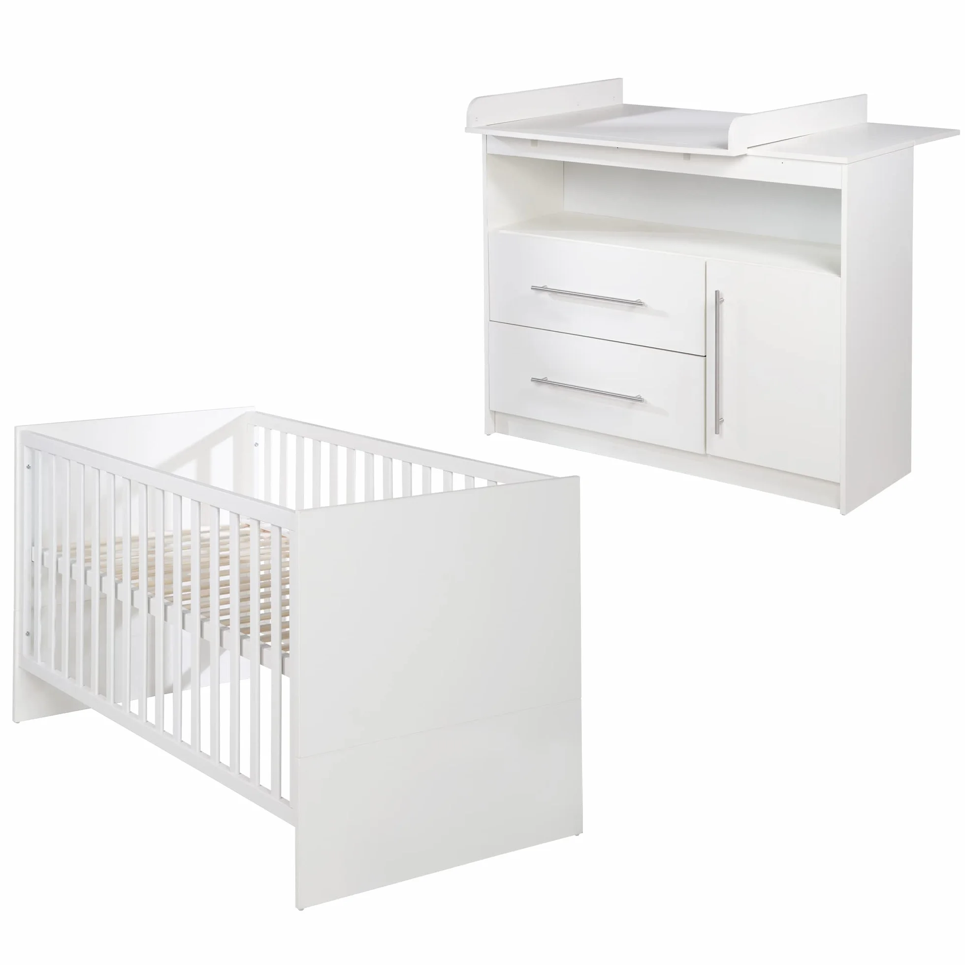 roba Babymöbel Maren Lot de 2 pièces Lit d'enfant 70 x 140 cm transformable commode à langer Blanc