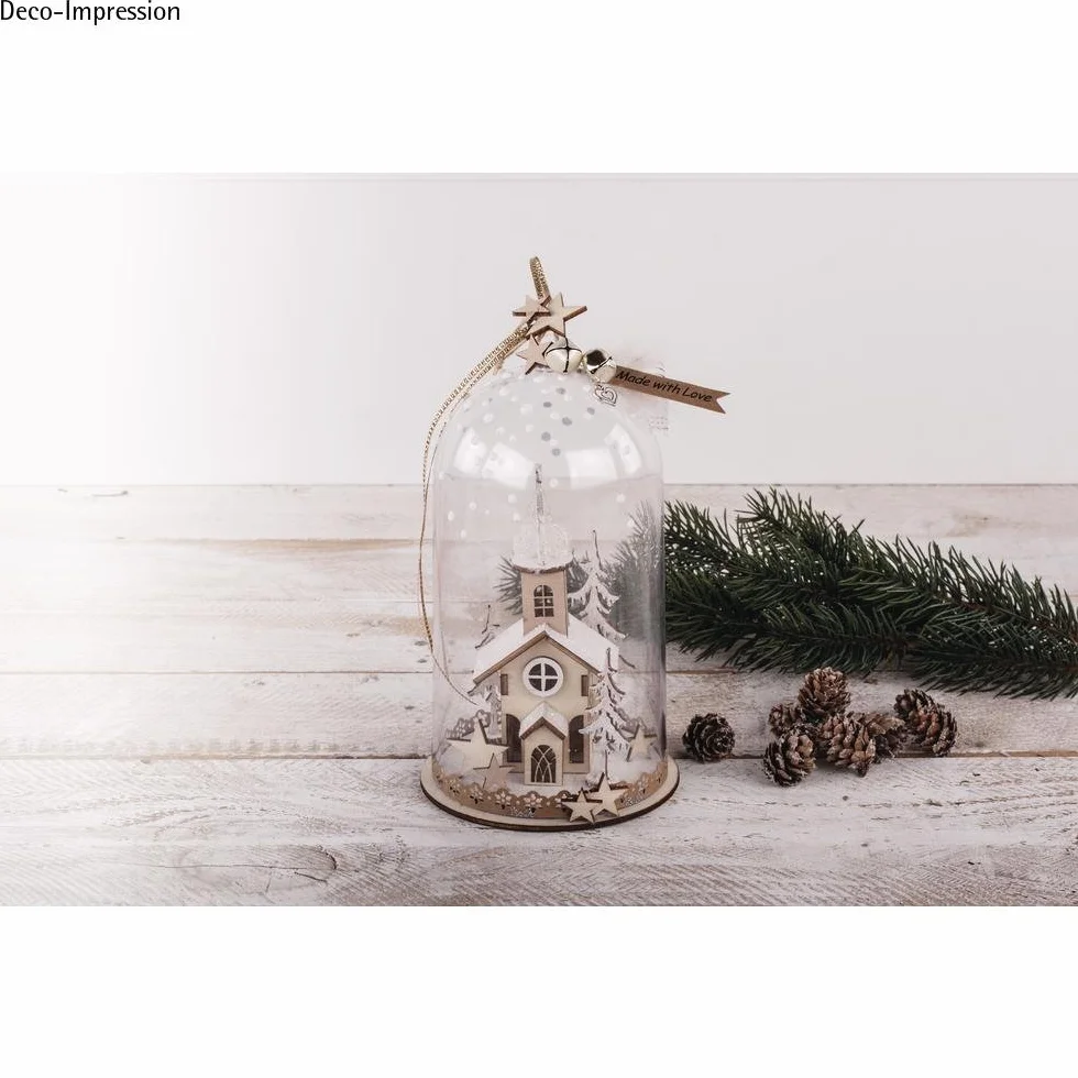 Rayher Cloche avec socle transparent plastique Ø 11cm H 19cm protection décorations miniatures