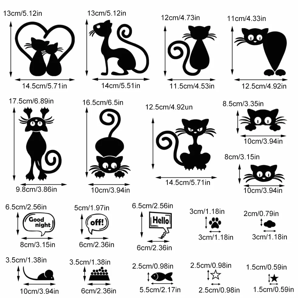 Autocollants Interrupteur Lumière Chat Animaux Rigolos Muraux Chambre Salon 16 Pièces