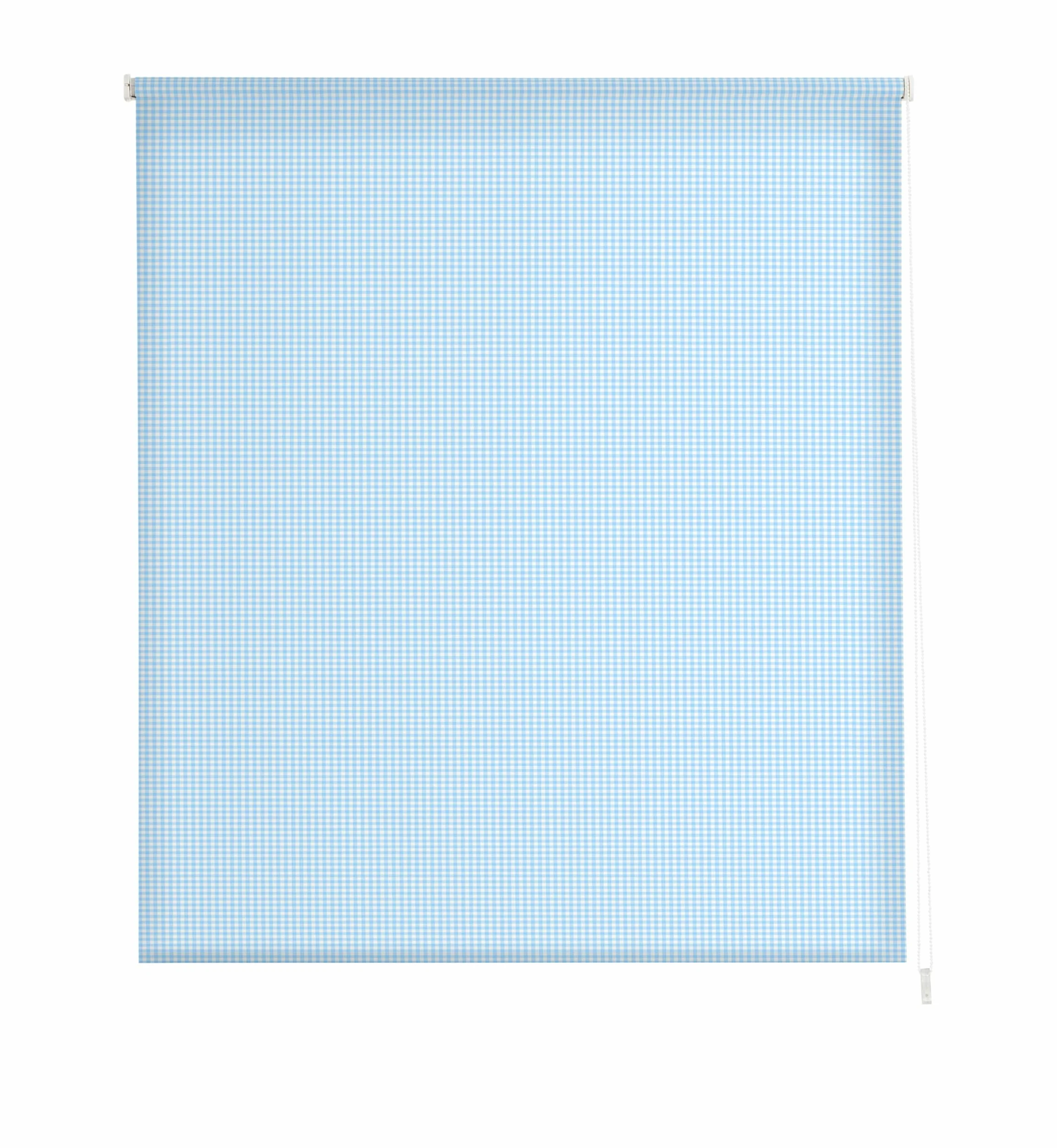 Estoralis | Cuisine | Store Enrouleur | sans Outil Tissu translucide imprimé | Vichy-1 Bleu | 85 x 150 cm. (Largeur/Hauteur) Taille du Tissu 82 x 150 cm. | Stores pour fenêtres et Portes