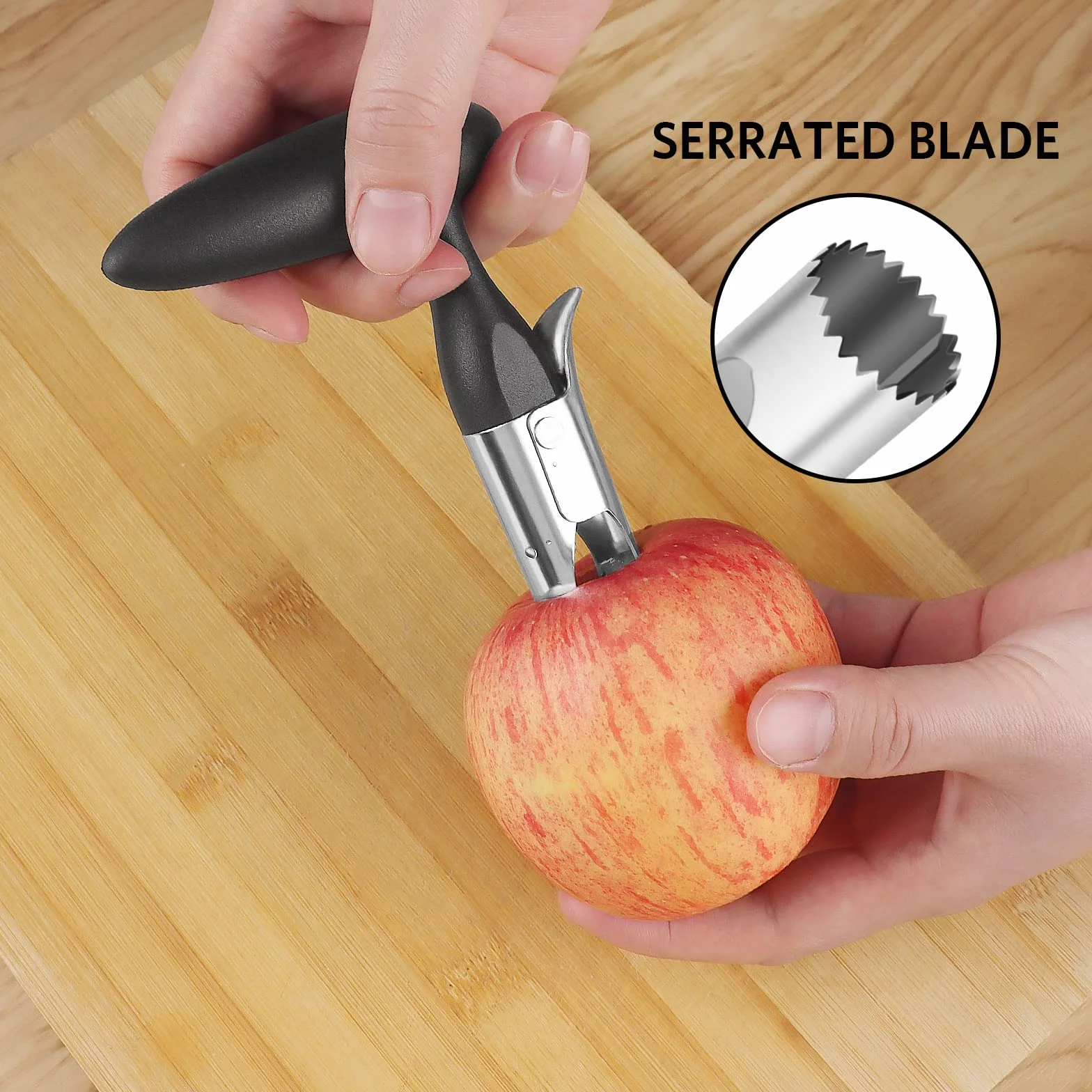 Trancheuse et vide-pommes en acier inoxydable, coupe-pommes noir