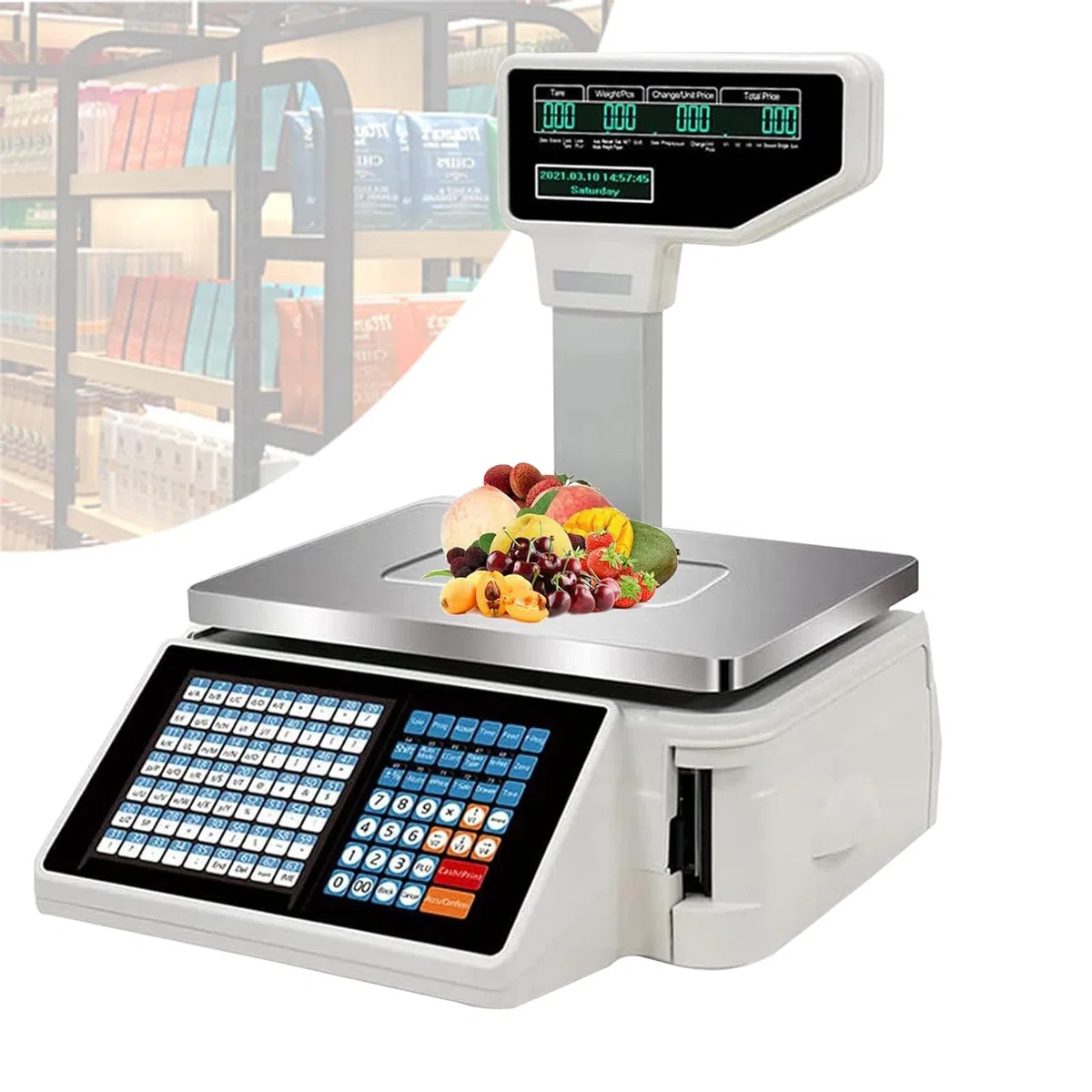 Balance Numérique avec Impression D'Étiquettes, Double Affichage Recto Verso Et Caisse Enregistreuse Professionnelle pour Supermarchés, Magasins Et en(Machines)