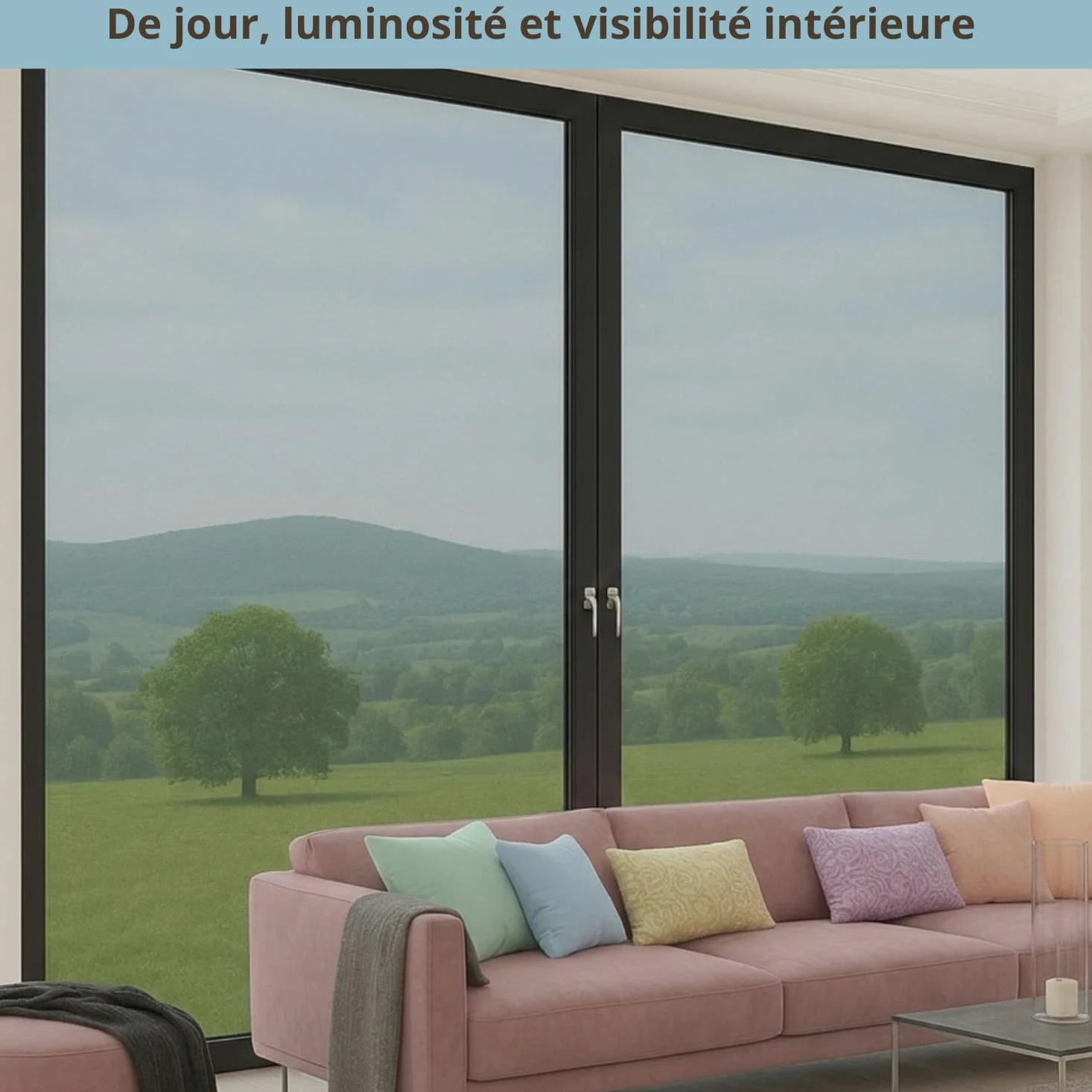 Film miroir pour vitres de confidentialité jour – (120 x 400 cm), anti-UV et contrôle de la chaleur, film occultant réfléchissant auto-adhésif professionnel fenêtres maison bureau, tenue forte sans