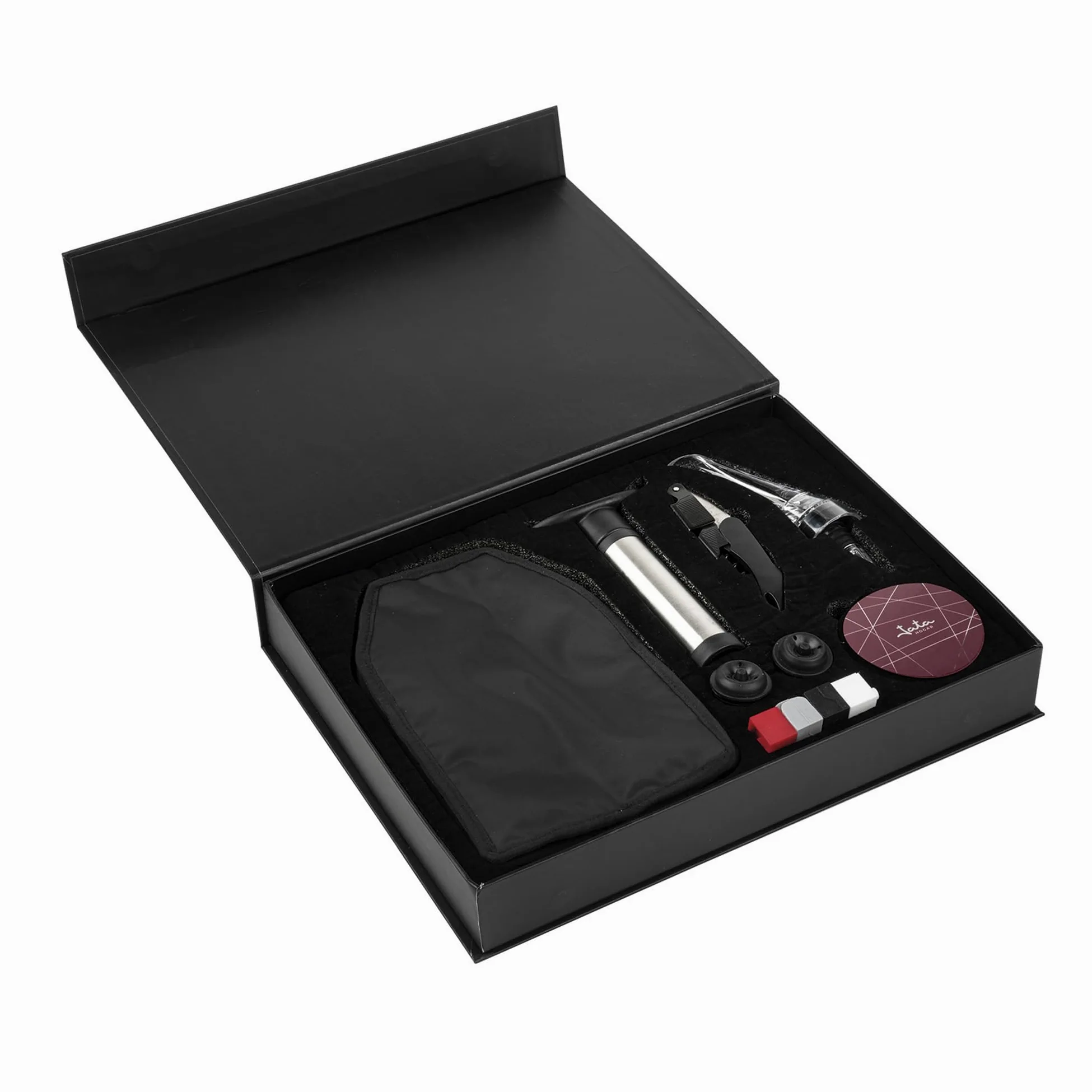 JATA HOGAR HVIN2323 Lot de 16 accessoires pour vin, tire-bouchon, carafe, housse pour refroidir bouteilles, bouchons, marqueurs de verres, pompe à vide et verseurs. Cadeau idéal